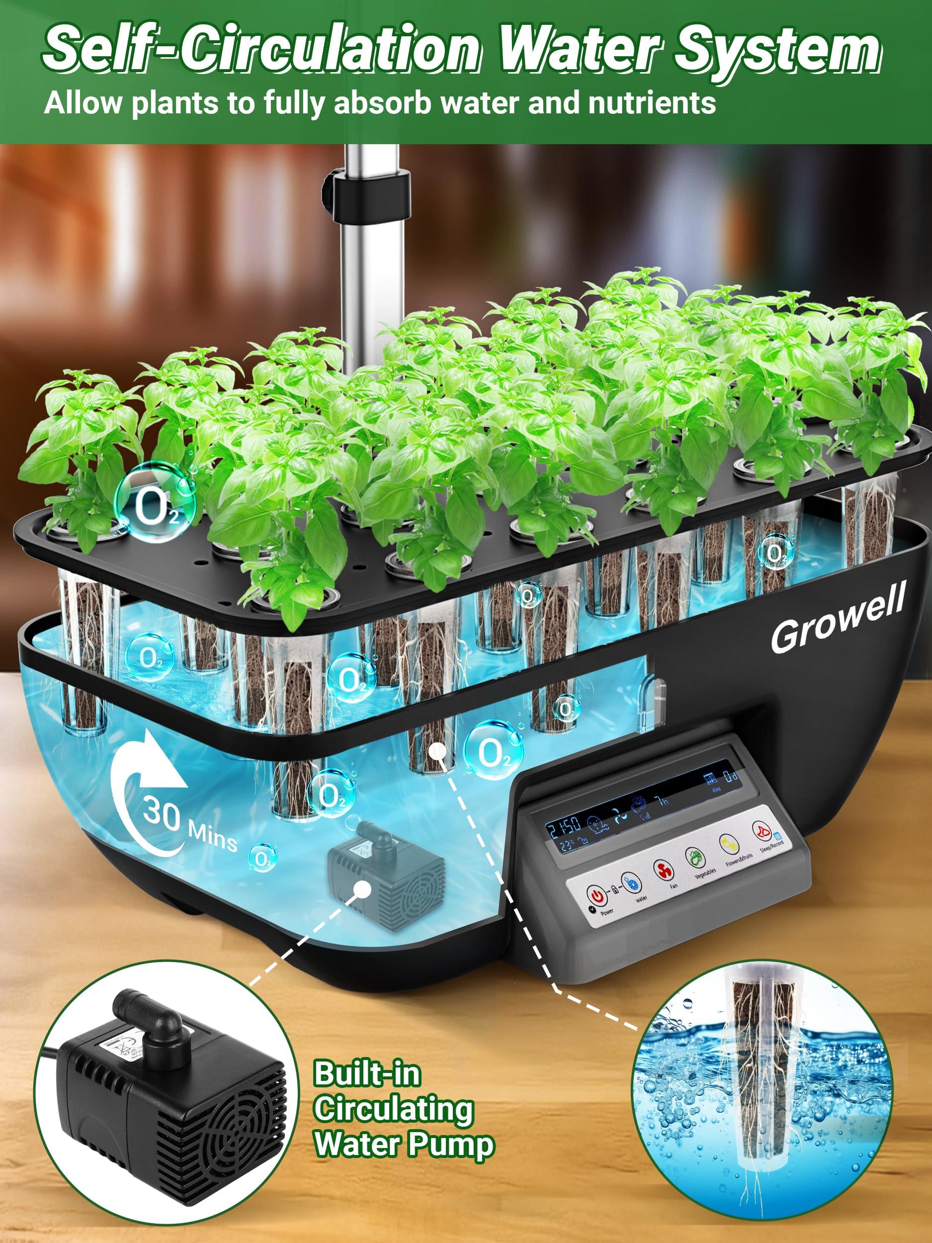 Hydroponics Growing System Kit, 17 Pods Herb Garden with 102 28W Full-Spectrum Grow Lights & 2 Fans, Indoor Garden with Water Pump, 10L Water Tank, Auto Timer, Height Adjustable (Black & Grey) - Image 4