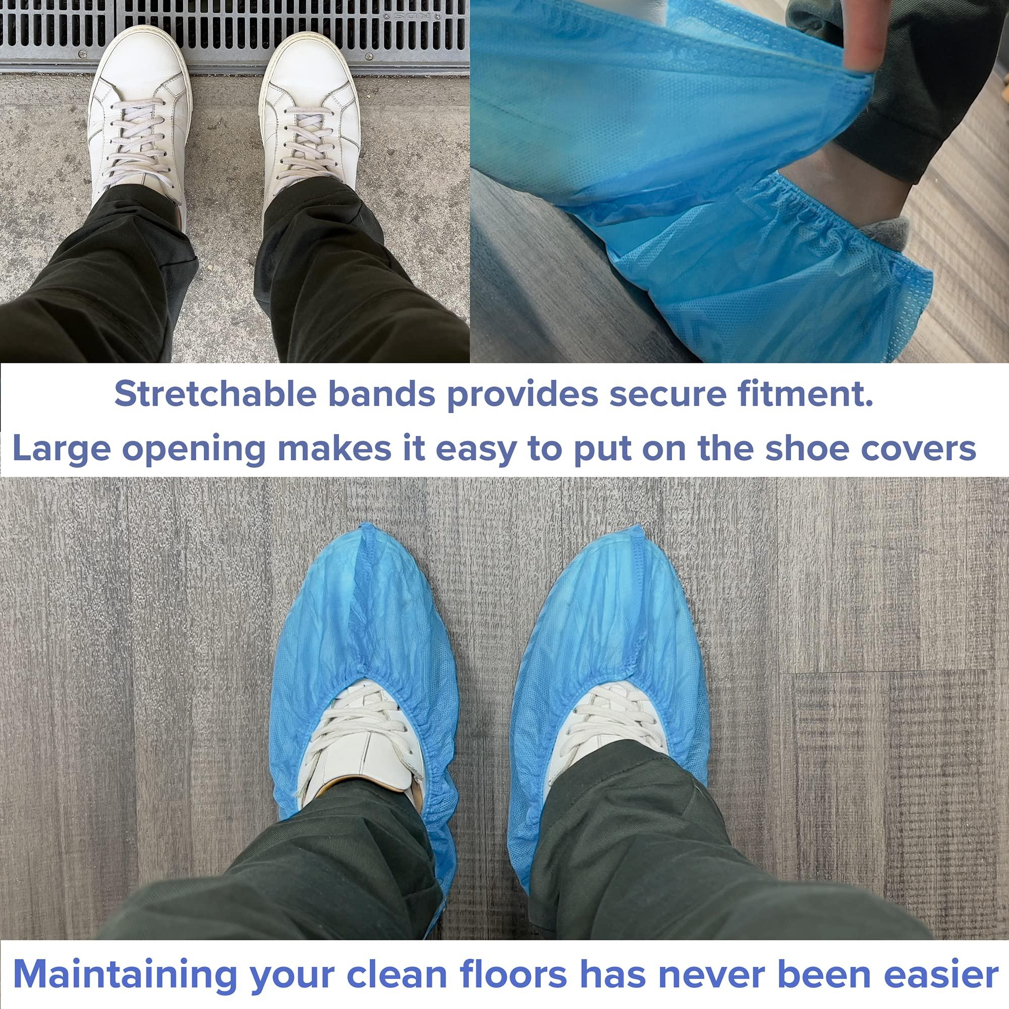 Innovative Haus Blue Indoor Disposable Shoe Covers - Disposable Non Slip Boot Covers - Indoor Reusable Booties - Treads - Water Resistant - 100 Pack, Extra Large - Image 6