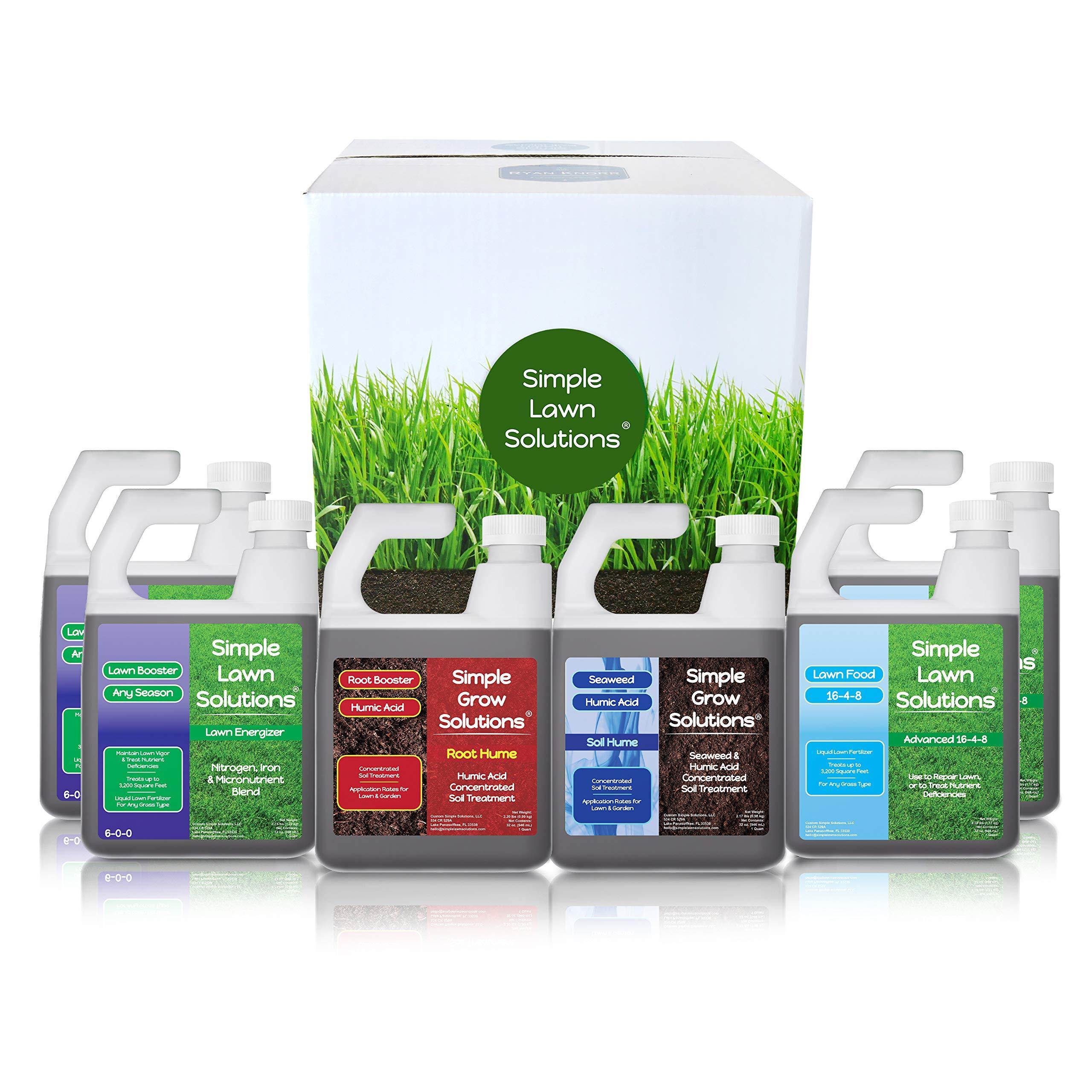 Simple Lawn Solutions - Ryan Knorr - Lawn Essentials Bundle Box - 6 Piece Set- Lawn Food 16-4-8 NPK, Lawn Energizer Booster, Root Hume- Humic Acid, Soil Hume- Seaweed, Humic Acid (32 Ounce Bundle) - Image 3