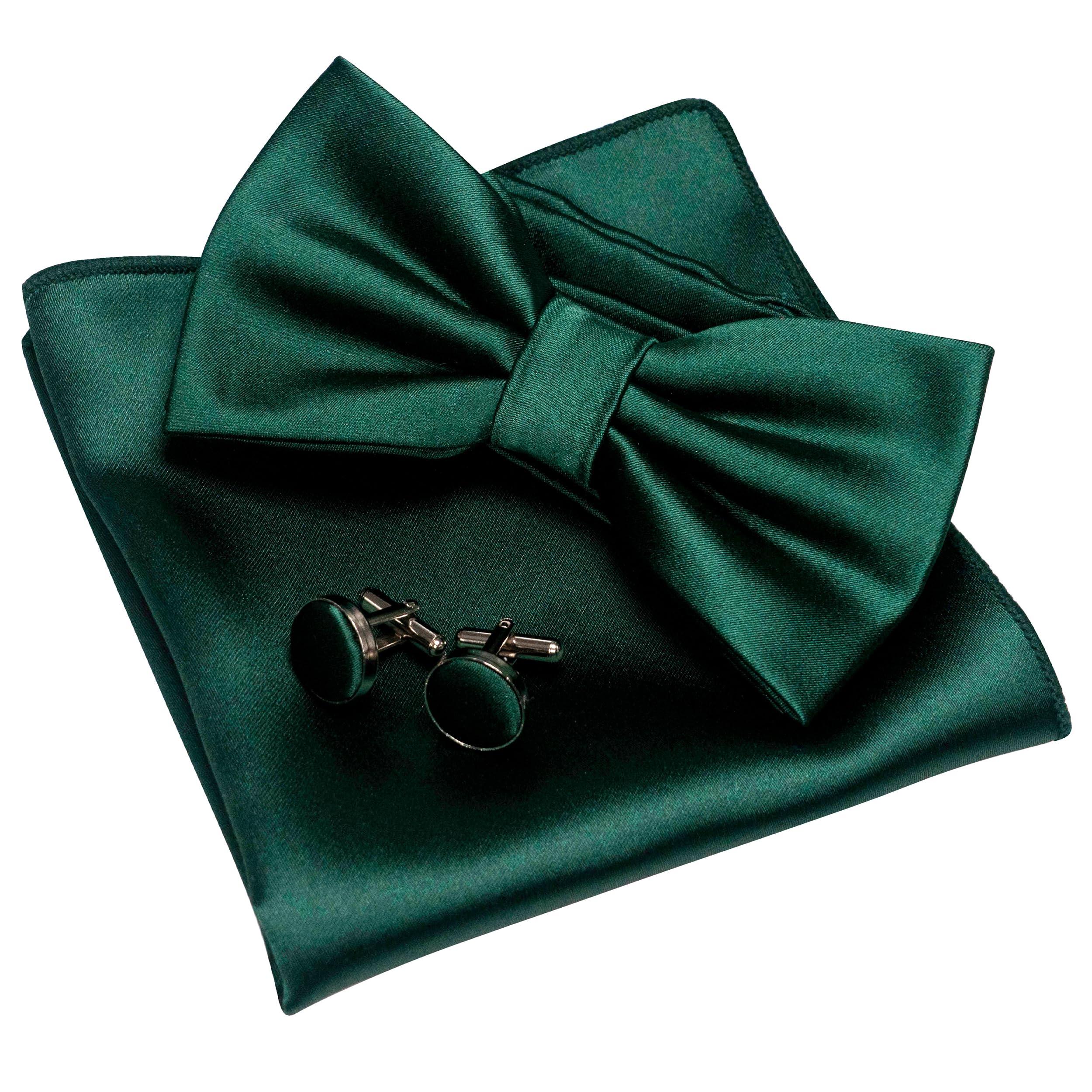 JEMYGINS Solid Color mens Pre-tied Bow Tie and Pocket Square Cufflinks Sets with Gift Box