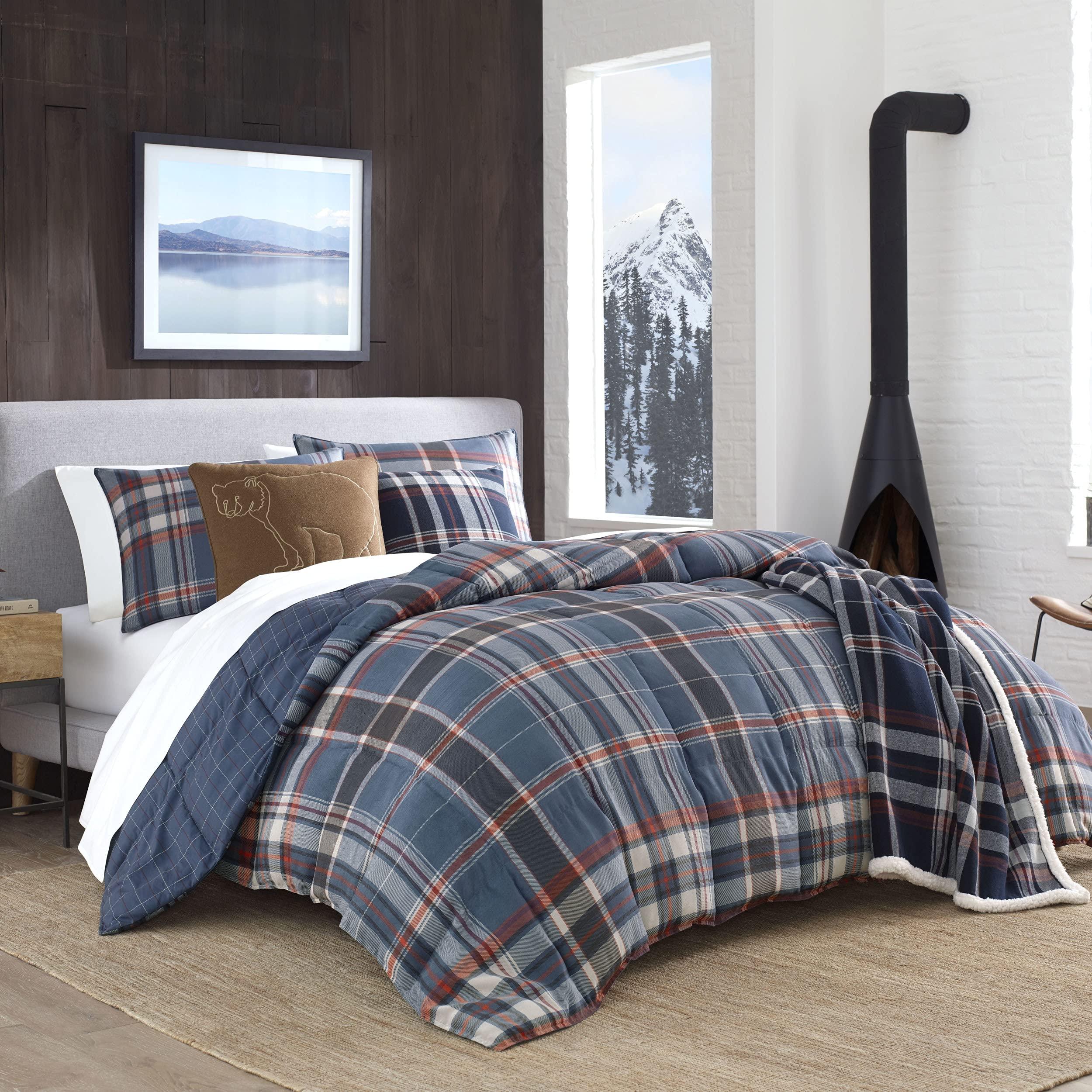 Eddie Bauer - Queen Comforter Set, Reversible Down Alt Bedding with Matching Shams, Home Decor for Colder Months (Shasta Lake Navy, Queen) - Image 5