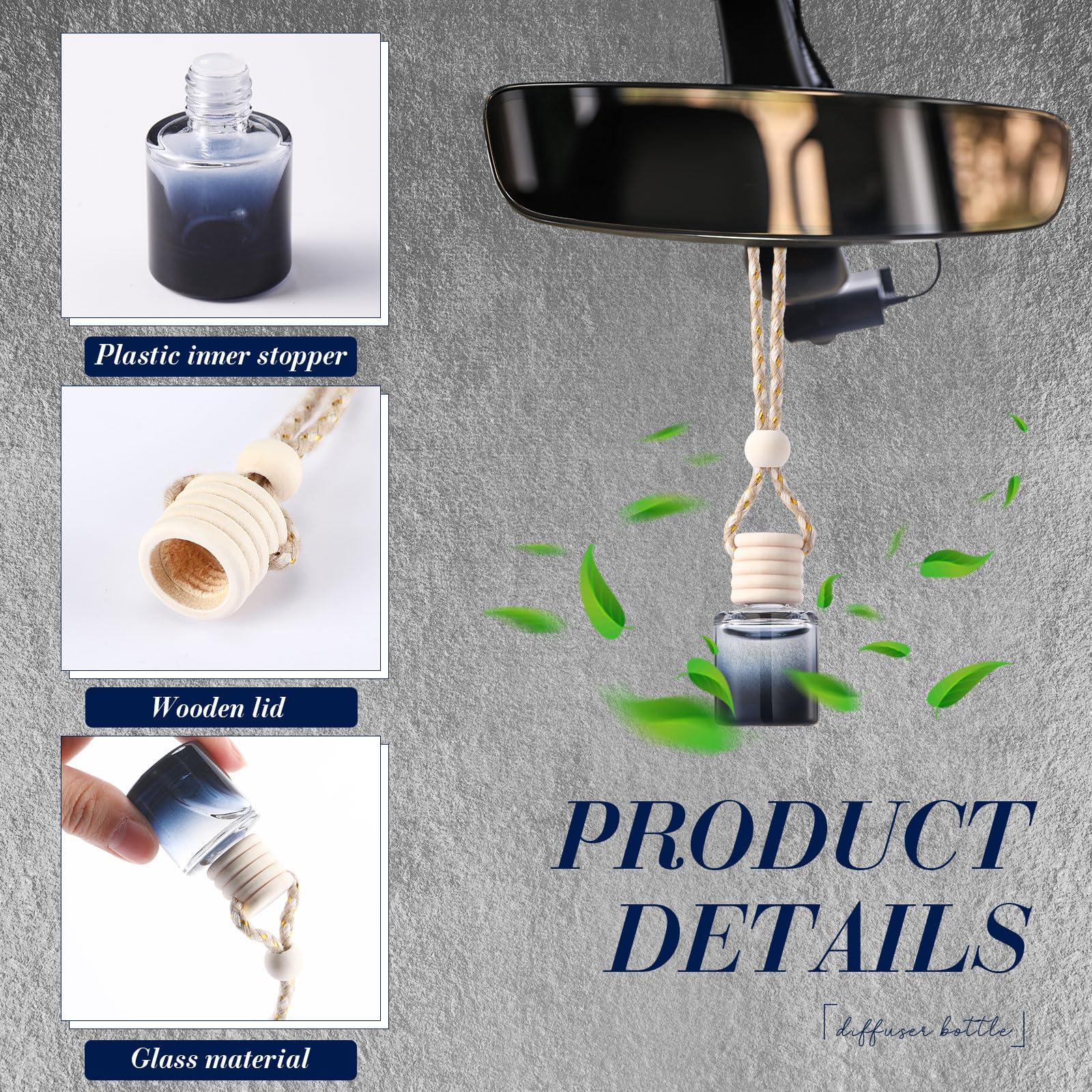 LOYIM 50 Pcs Black Car Air Freshener Hanging Bottle Empty Glass Diffuser Bottles Perfume Bottle Refillable Car Air Freshener Pendant Aromatherapy Fragrance Vials Bottles Ornament(Cylinder) - Image 3