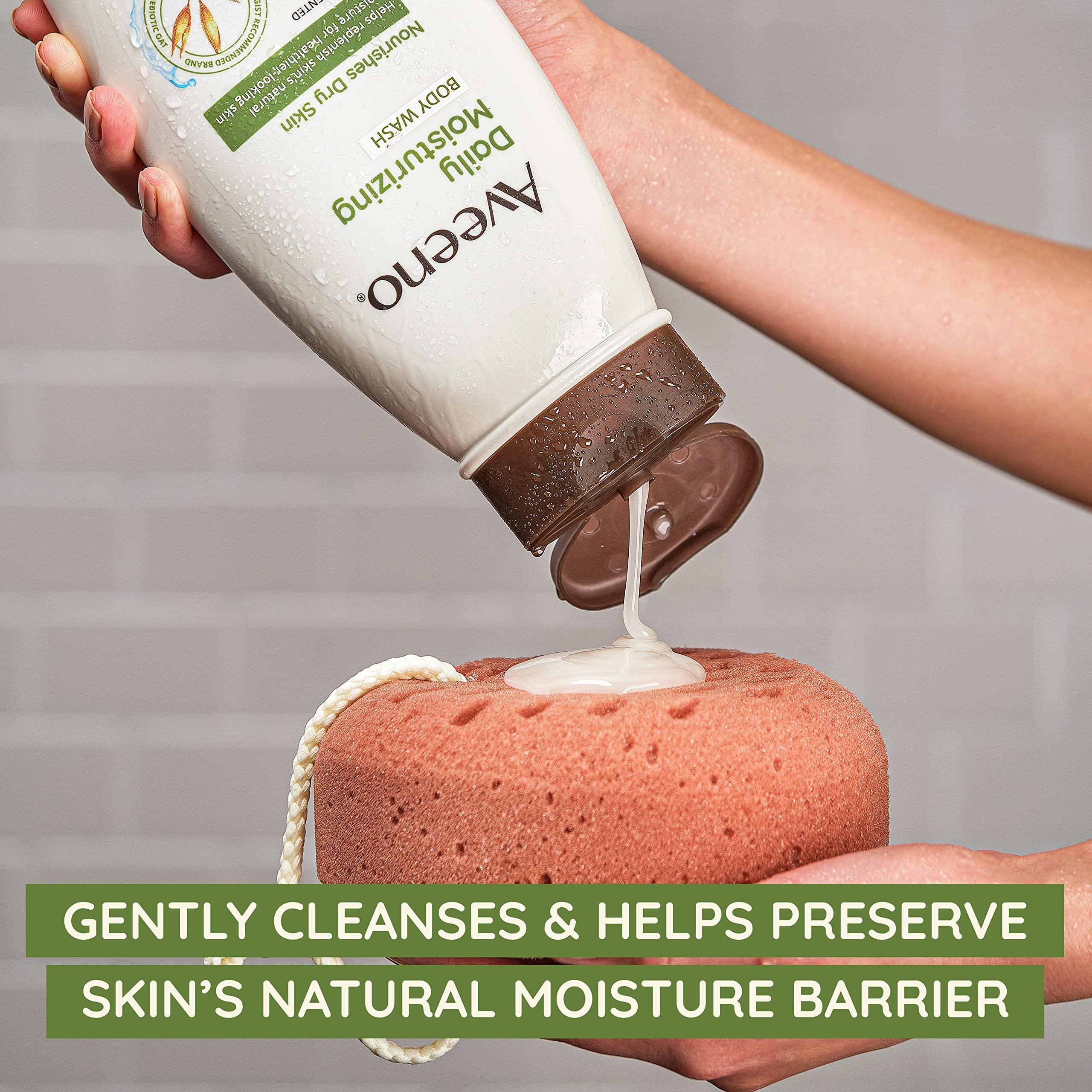 Aveeno Daily Moisturizing Body Wash Cleanser & Shaving Gel for Men & Women, Clean-Rinsing for Softer & Smoother Skin, Gentle & Lightly Scented, 18 fl. Oz, Pack of 2 - Image 2