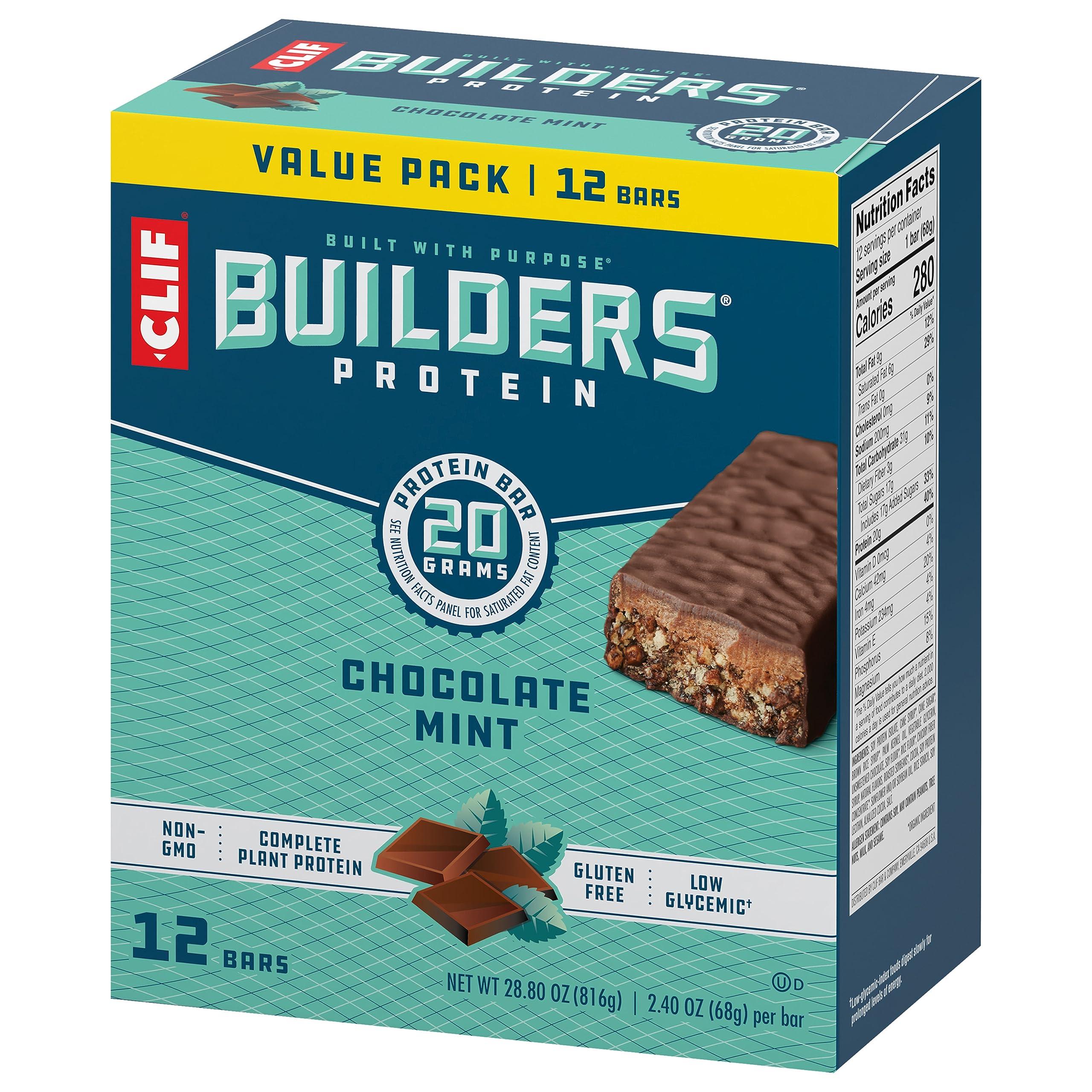 CLIF BUILDERS Protein Bars - Chocolate Mint Flavor - 20g Plant Based Protein - Gluten Free - Non-GMO - Low Glycemic - No Artificial Sweeteners - Value Pack, 2.4 oz. (12 Count) - Image 12