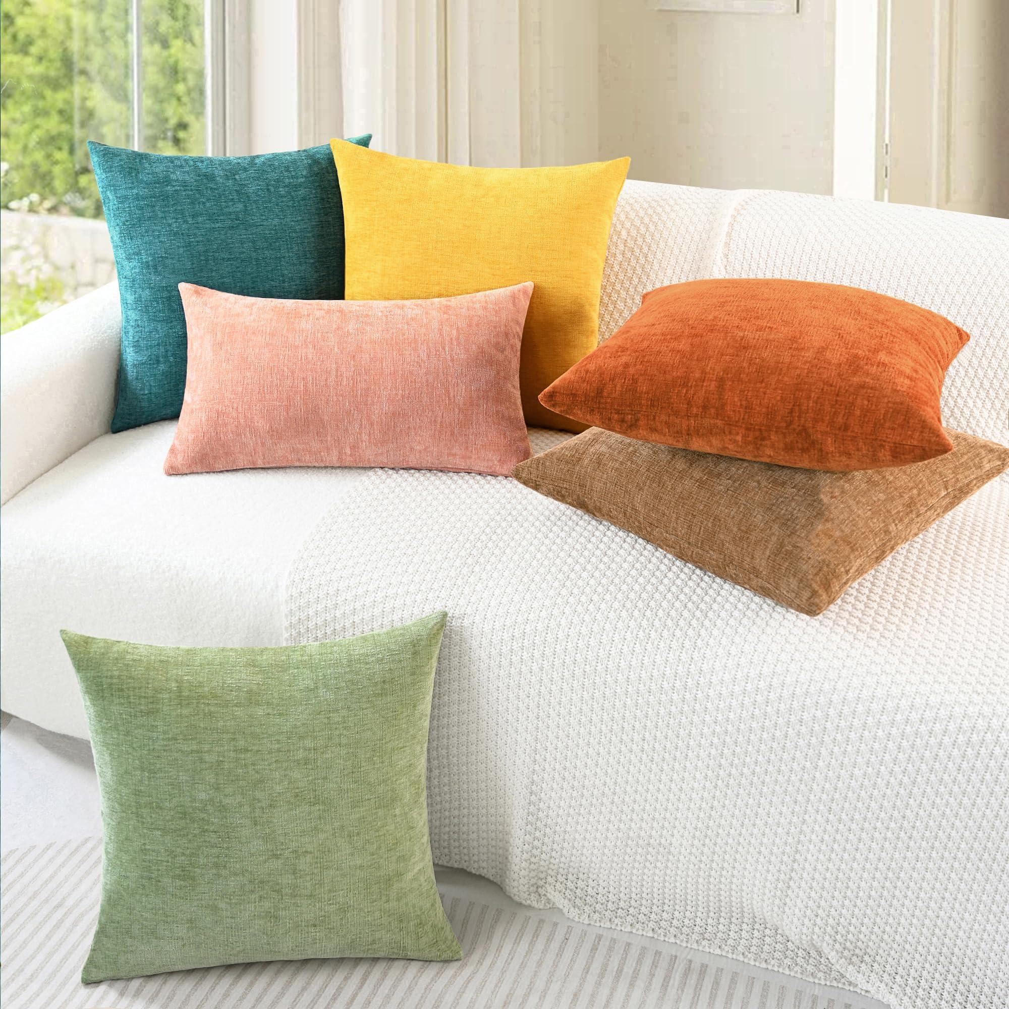 CaliTime Throw Pillow Covers Decorative 18 X 18 Inches Pack of 2 Cozy Chenille Cushion Cases for Couch Sofa Bed Living Room Home Teal - Image 4