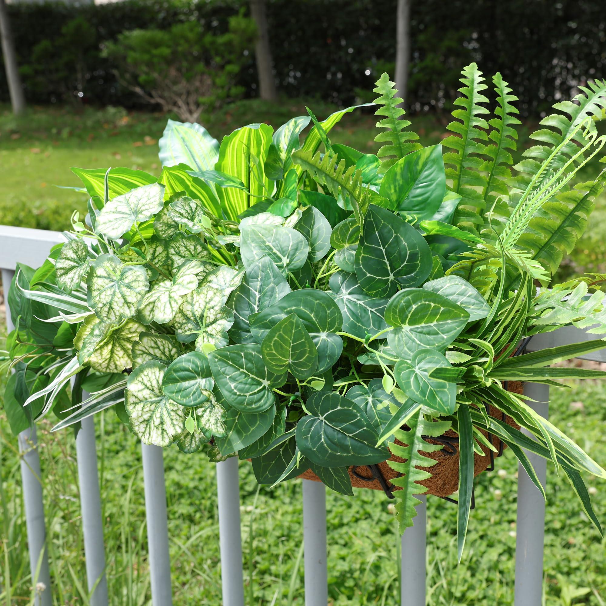 Starttag Artificial 8 Large Bunches Greenery Plants Fake Plastic Leaves with Stems UV Resistant Outside Faux Plants Bushes for Outdoor Patio Garden Front Porch Yard Decor - Image 2