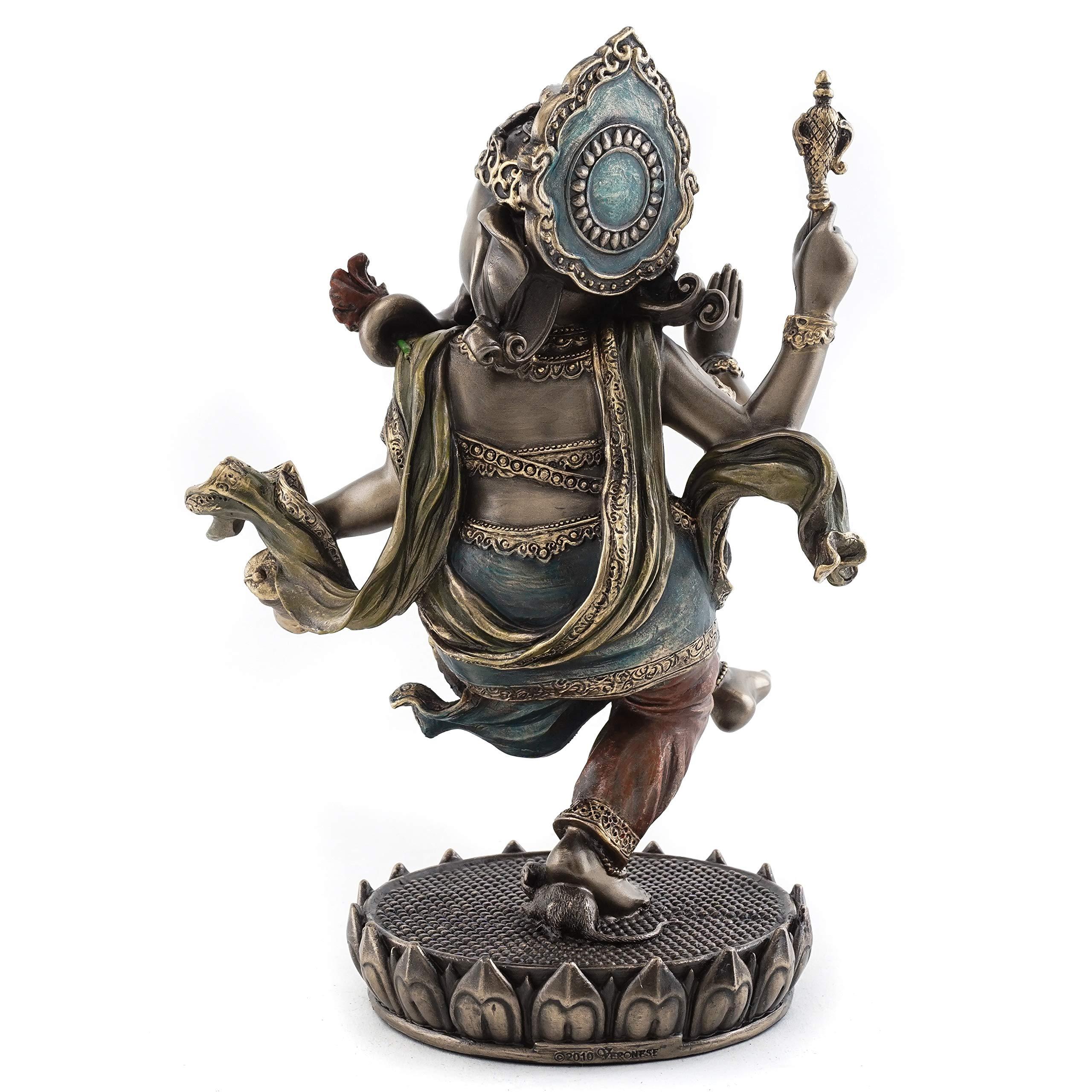 Top Collection Dancing Ganesh on Lotus Pedestal Statue- Lord of Success Sculpture in Cold Cast Bronze - 8-Inch Elephant Figurine - Image 3