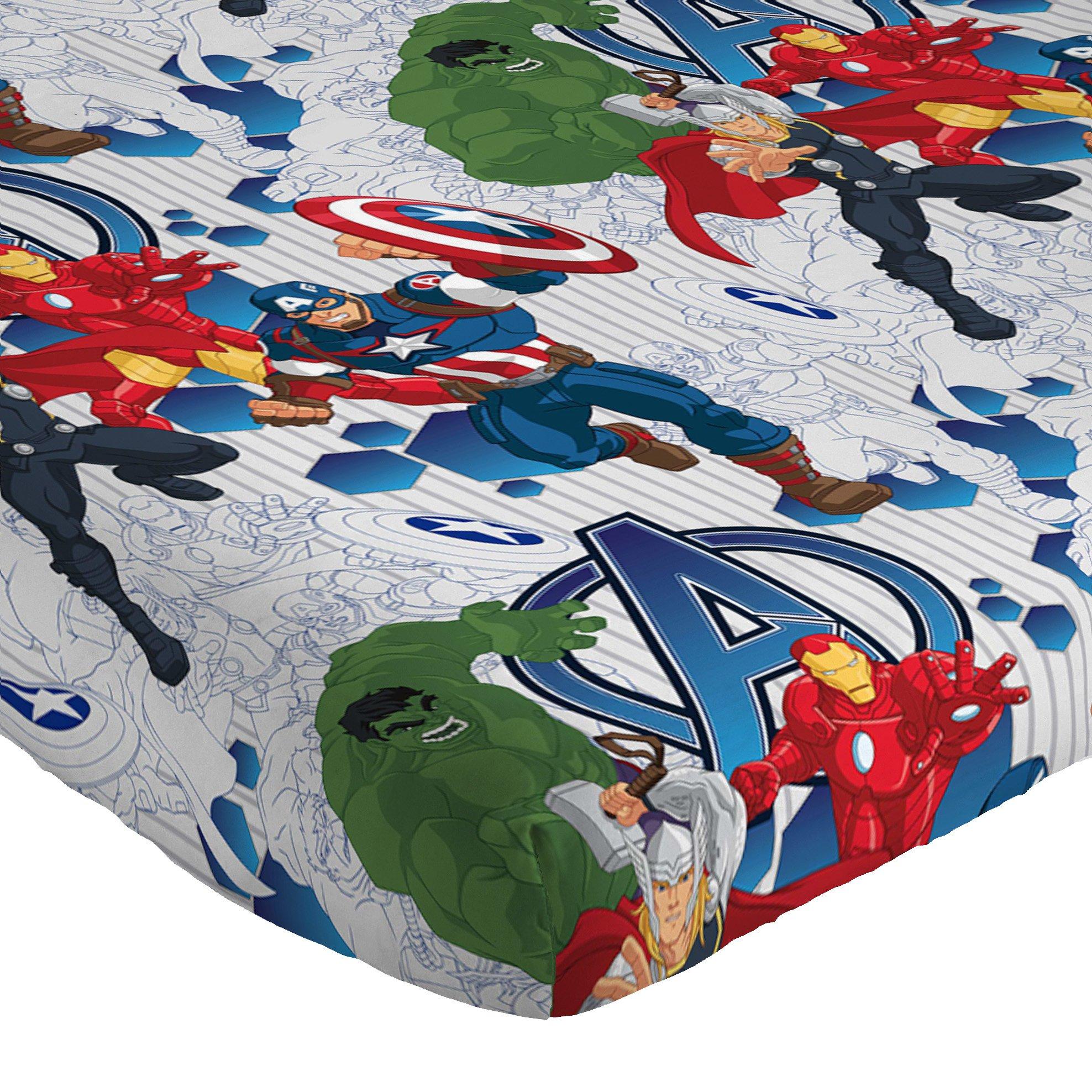 Marvel Avengers Blue Circle 5 Piece Full Bed Set - Includes Reversible Comforter & Sheet Set - Bedding Features Captain America & Iron Man - Fade Resistant Microfiber (Official Marvel Product) - Image 10