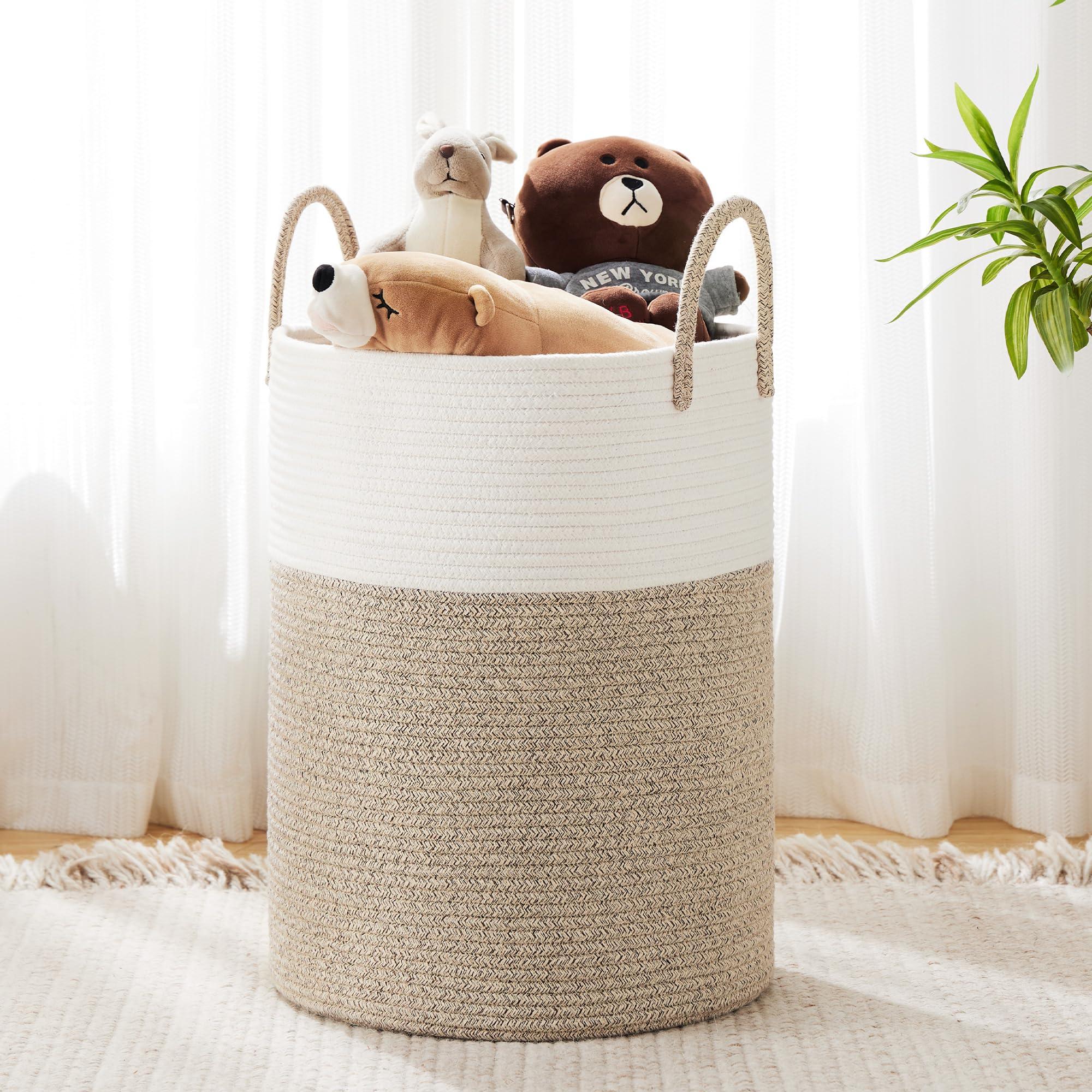 Cotton Rope Laundry Basket by YOUDENOVA, 58L Woven Collapsible Laundry Hamper, Clothes Hamper with Reinforced Handles in the Laundry Room, Bedroom, Bathroom, Brown - Image 4