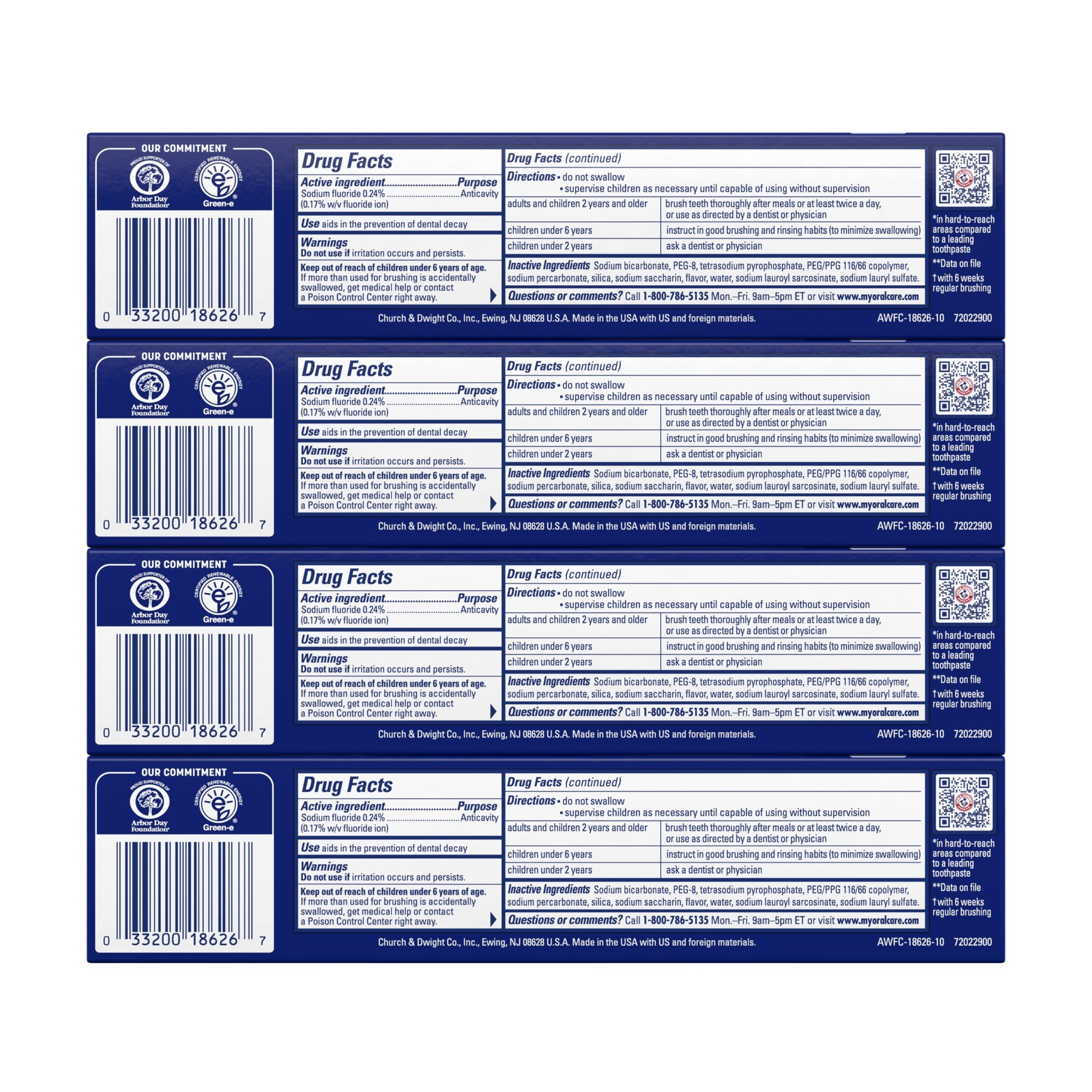 Arm & Hammer Advance White Toothpaste, Clean Mint Flavor, Stain Defense Technology, 6 Ounce (Pack of 4) - Image 2