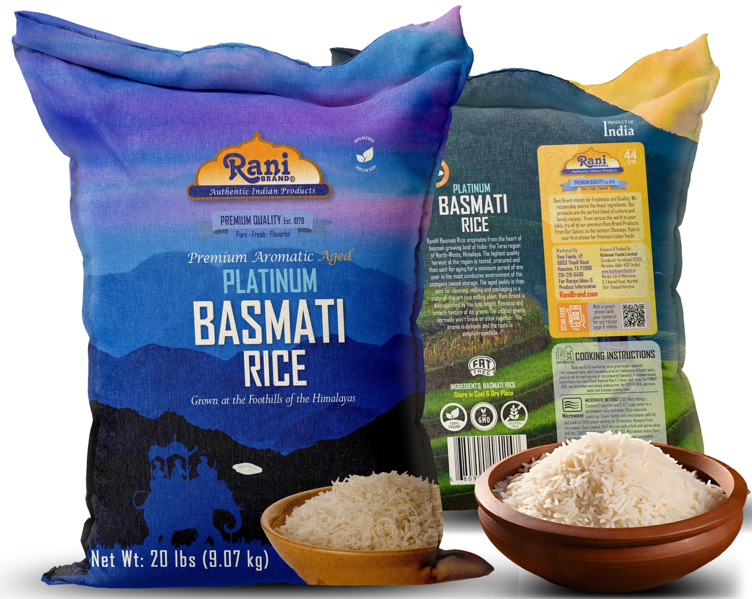 Rani Platinum White Basmati Rice Extra Long Aged 20-Pound Bag, 320oz (20lbs) 9.08kg ~ All Natural | Gluten Friendly | Vegan | Indian Origin | Kosher | Export Quality - Image 8