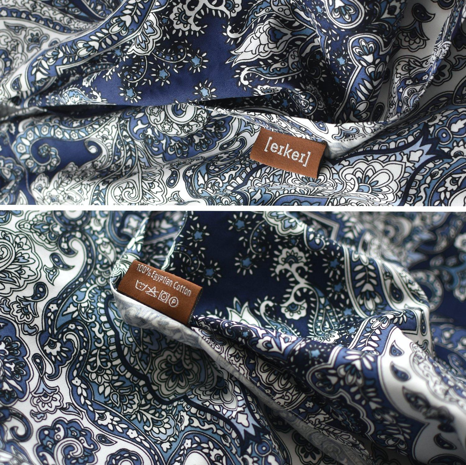 Eikei Home Damask Medallion Luxury Duvet Quilt Cover Boho Paisley Print Bedding Set 400 Thread Count Egyptian Cotton Sateen Vibrant Bohemian Pattern (Midnight, Queen) - Image 2