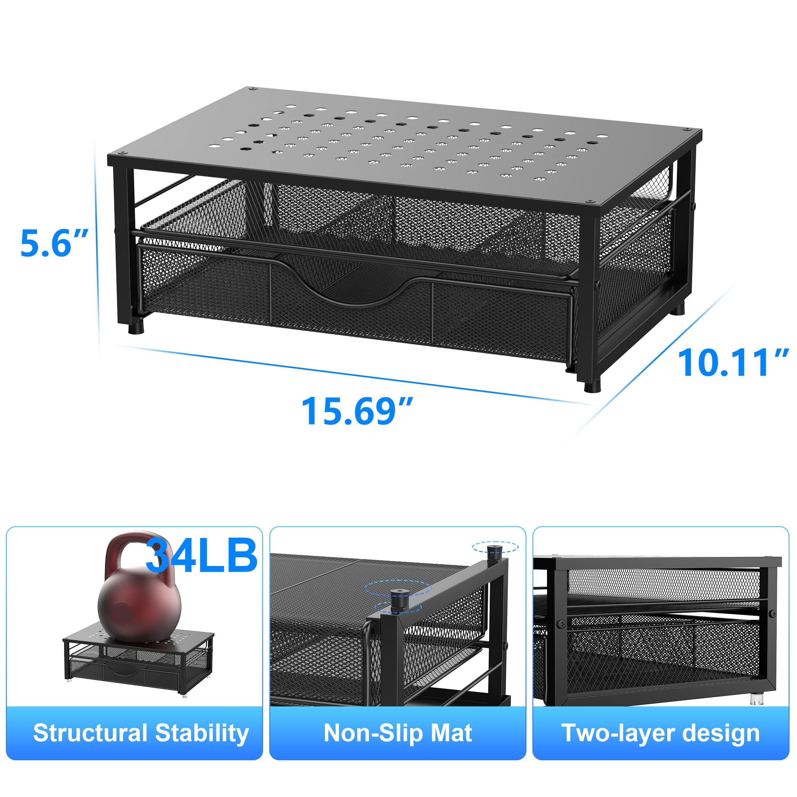 gianotter Computer Monitor Stand Riser, Desk Organizers and Accessories with Drawer, Office Desk Accessories & Workspace Desktop Organizers Storage for Classroom Office Supplies (Black) - Image 3