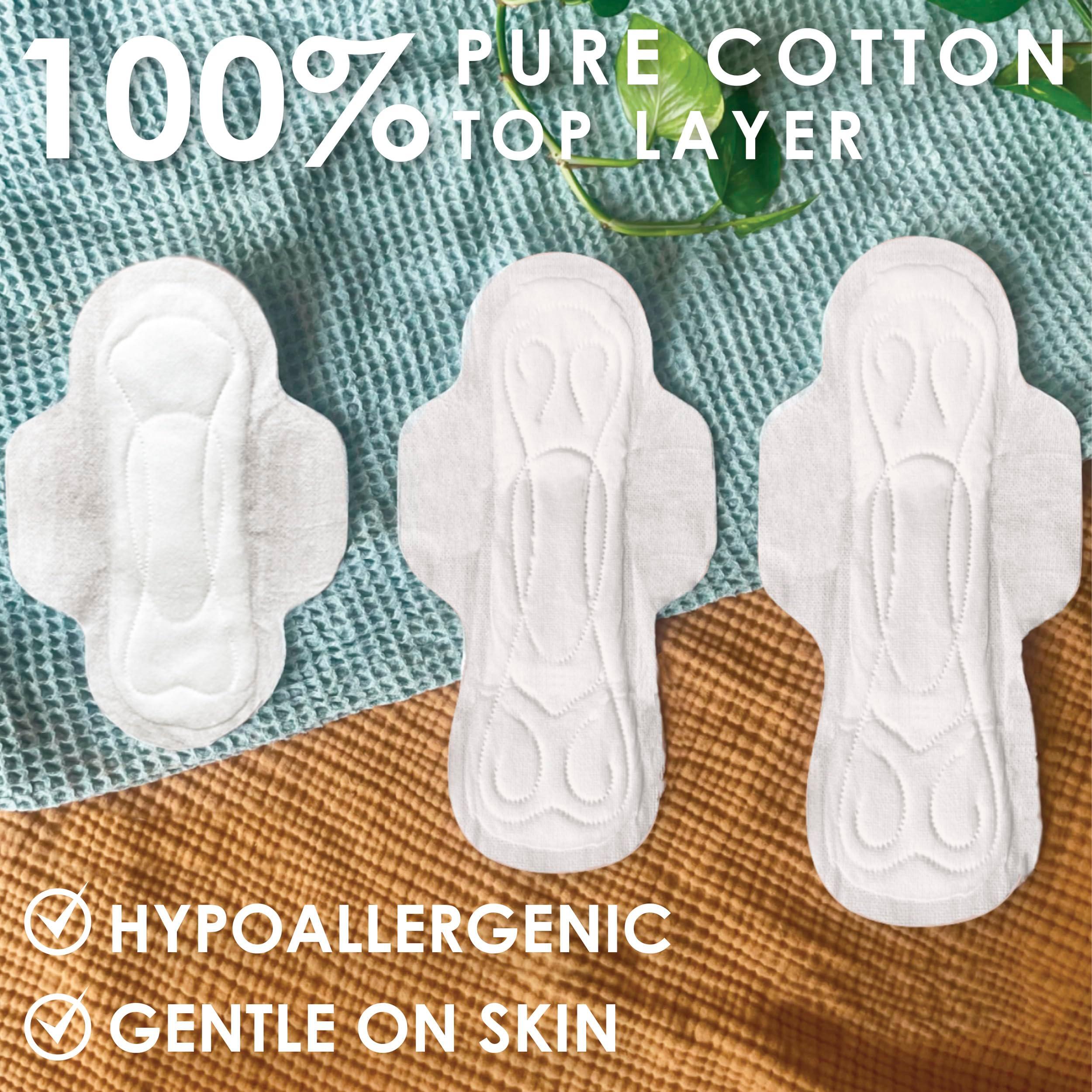 L. Ultra Thin Pads for Women, Super Absorbency, 100% Pure Cotton Top Layer, Unscented Pads with Wings, 56 Count Total - Image 4