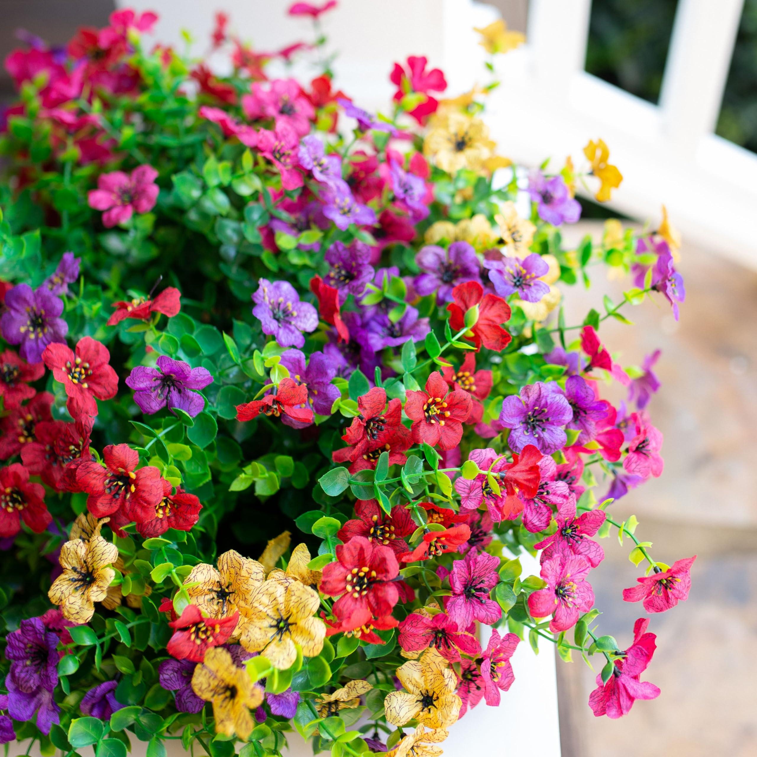 florisso Artificial Fake Plants Flowers for Outdoor Outside Spring Summer Decoration, 12 Bundles Faux Silk Colorful Mix Daisy UV Sun Resistant Realistic for Porch Patio Home Planter Window Box Yard - Image 5