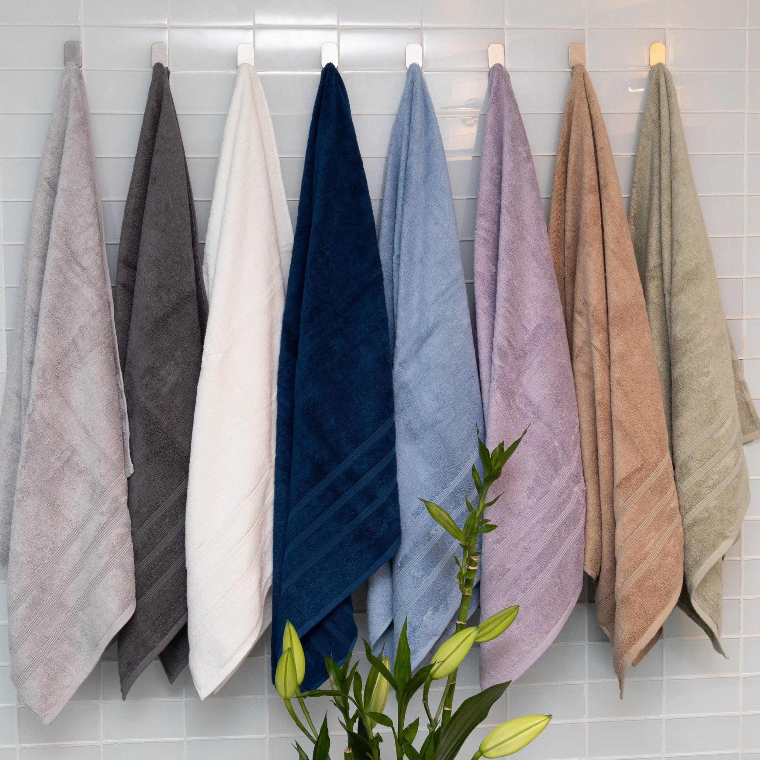 Mosobam Luxury Turkish 14pc Deluxe Bath Bundle Body Hand Face Towel and Mat White 700 GSM & 1000 GSM Bamboo Viscose & Aegean Turkish Combed Cotton - Image 9