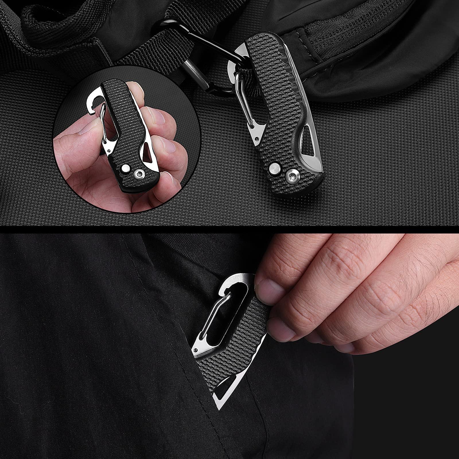 ITOKEY 2 Pack Safety Box Cutter, EDC Seat belt Cutter with 1.1inch Hook Blade, Retractable Package Opener for Wrap, Tape and Strap, Small Keychain Knife, Cool Gadgets for Women Men - Image 6