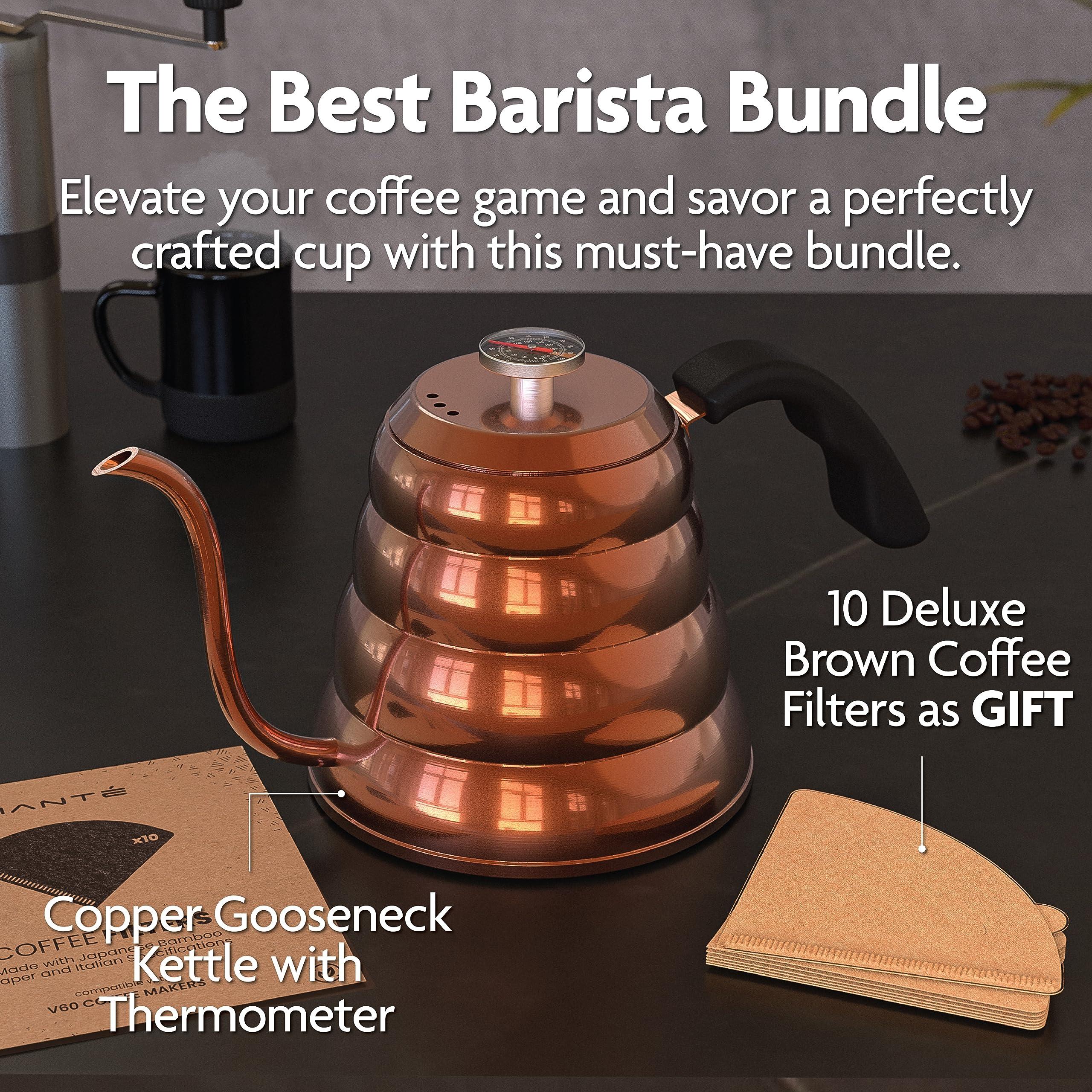 Vianté Gooseneck Stovetop Pour Over Coffee Kettle with Thermometer for Drip Coffee and Tea. Premium Copper Stainless Steel. 40 fl oz. All Coocktops. - Image 2
