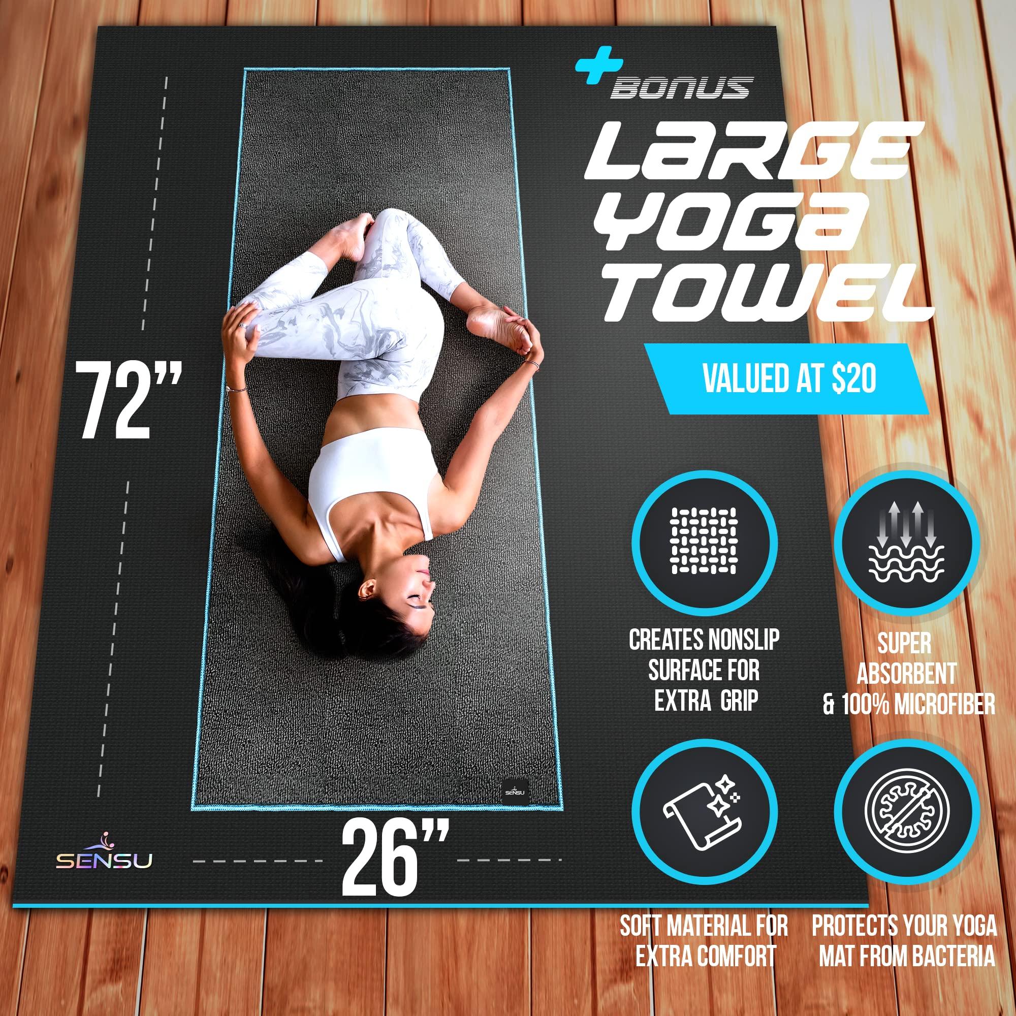 Sensu Large Yoga Mat - 7' x 5' x 9mm Extra Thick Yoga Mat for Men and Women - Non-Slip Surface for Extra Grip - Ideal for Hot Yoga, Pilates, Grounding and Meditation at Home or in Studios - Image 4
