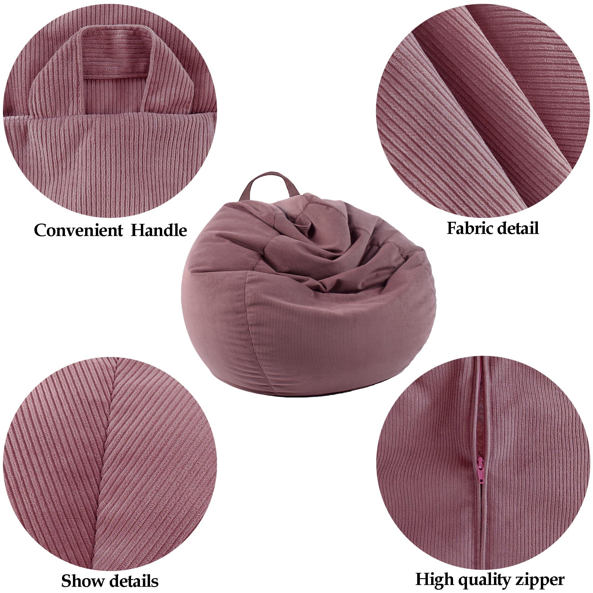 LPMOERA Stuffed Animal Storage Bean Bag Chair Cover (No Filler) For Kids and Adults.Pets Dogs/Cats Lazy Beds.Soft Premium Corduroy Stuffable Bean Bag For Organizing Children Plush Toys or Memory Foam - Image 5