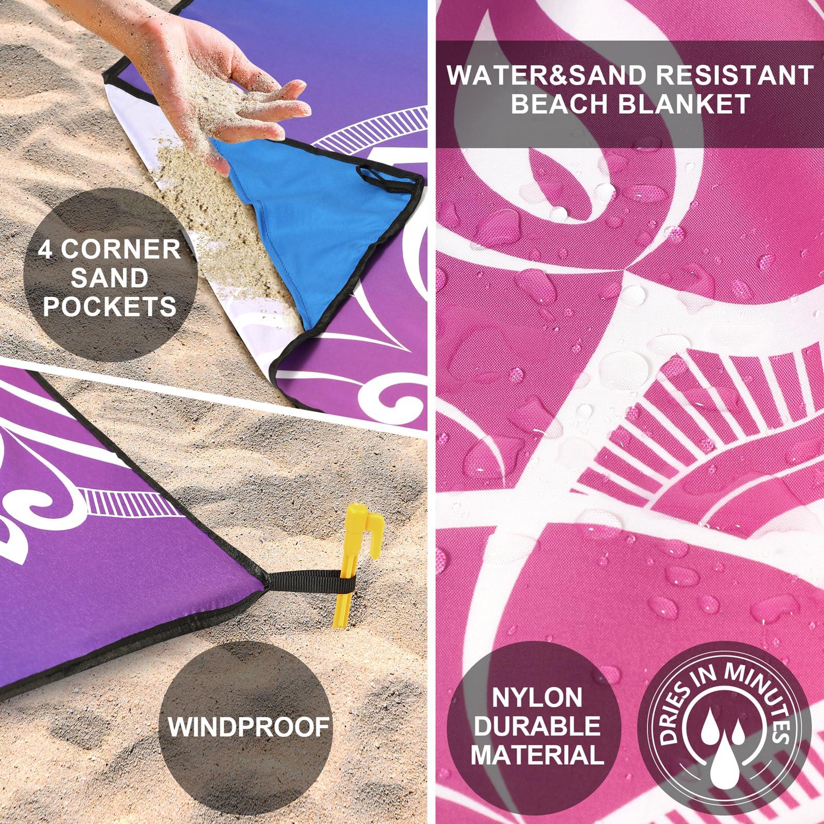 AISPARKY Beach Blanket Waterproof Sandproof, Oversized Large Beach Mat 79" X 83"/120"x108" for 1-8 Adults, Quick Drying&Compact&Lightweight, Picnic Mat Vacation Essentials for Beach Camping Travel - Image 5