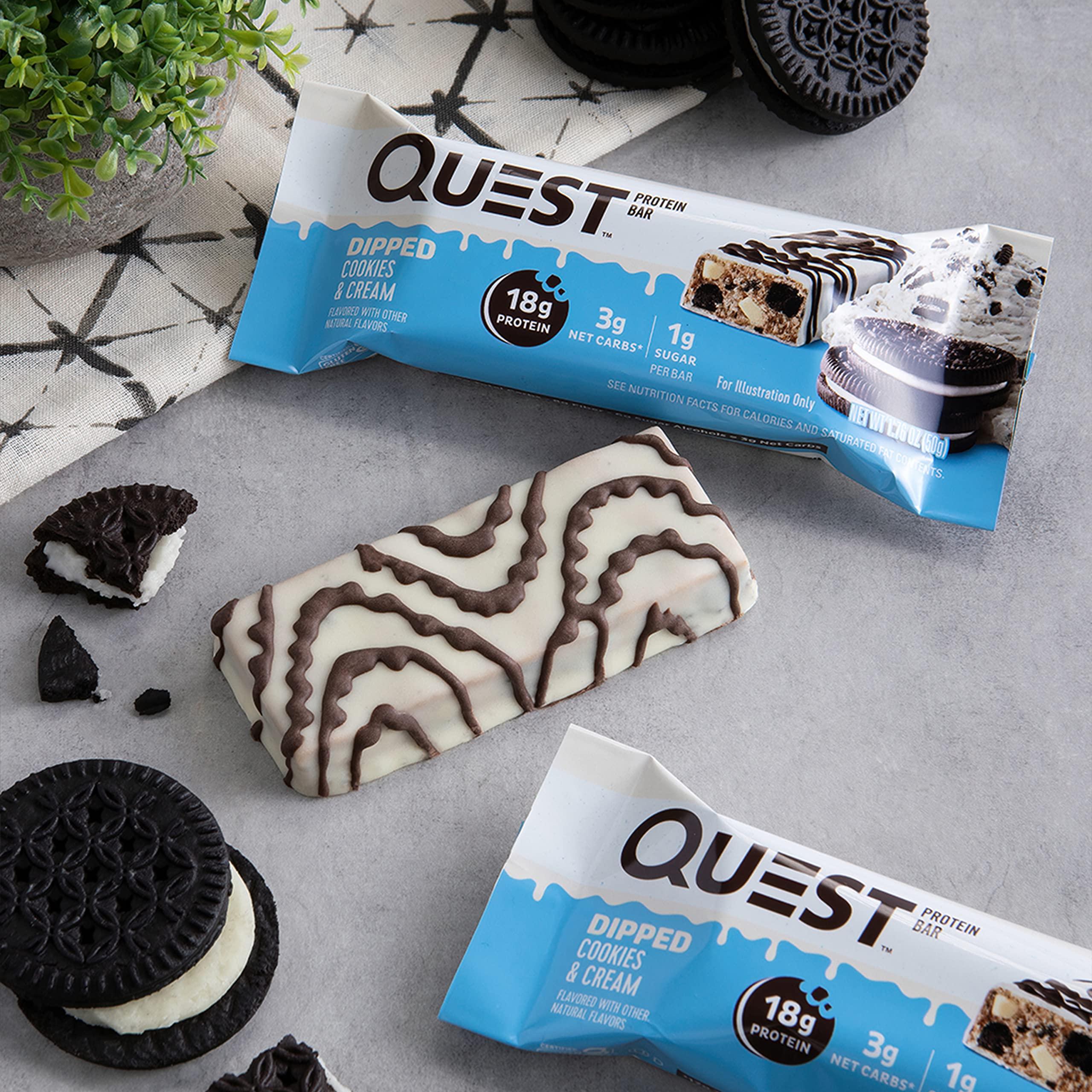 Quest Nutrition Dipped Chocolate Cookies & Cream Protein Bars, High Protein, Low Carb, Gluten Free, Keto Friendly, 12 Count - Image 4
