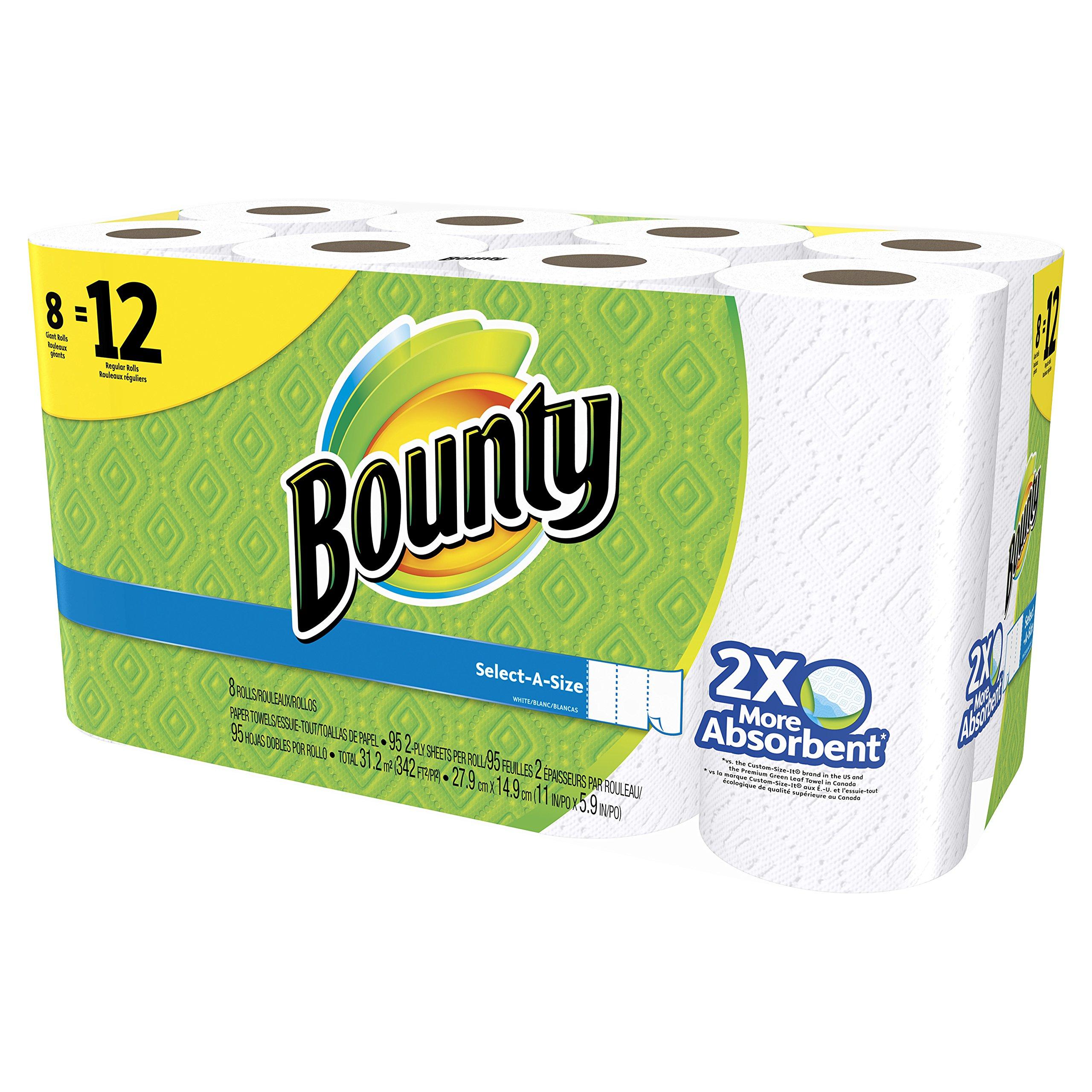 Bounty Select-A-Size Paper Towels, White, Giant Roll, 8 Rolls (Pack of 1) - Image 3