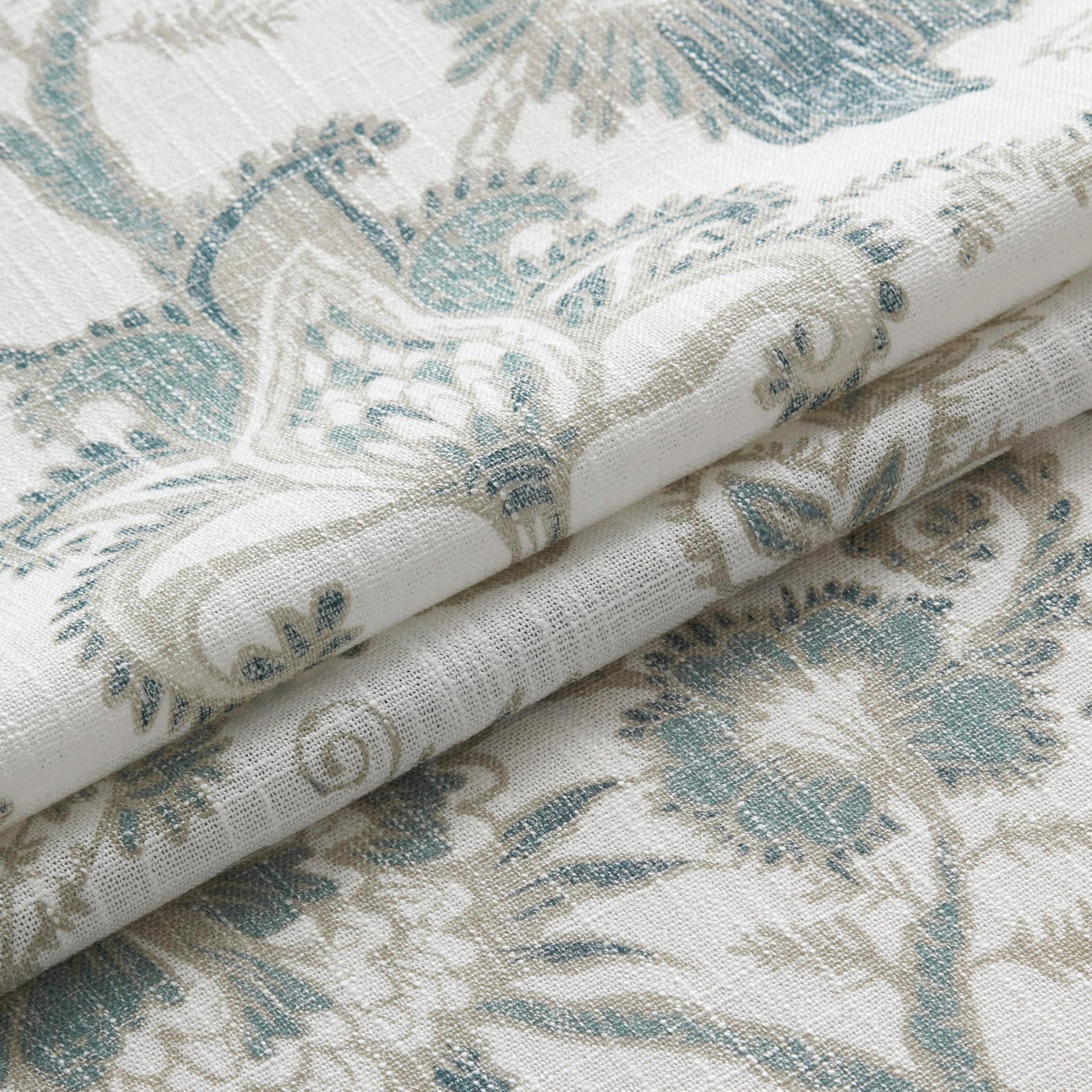 Kayne Studio Backtab Rod Pocket Jacobean Floral Semi Sheer Curtains Boho Botanical Leaf Printed Vintage Farmhouse Blue Grey Light Filtering Window Treatment Sets Living Room Bedroom,52"x84",2 Panels - Image 5