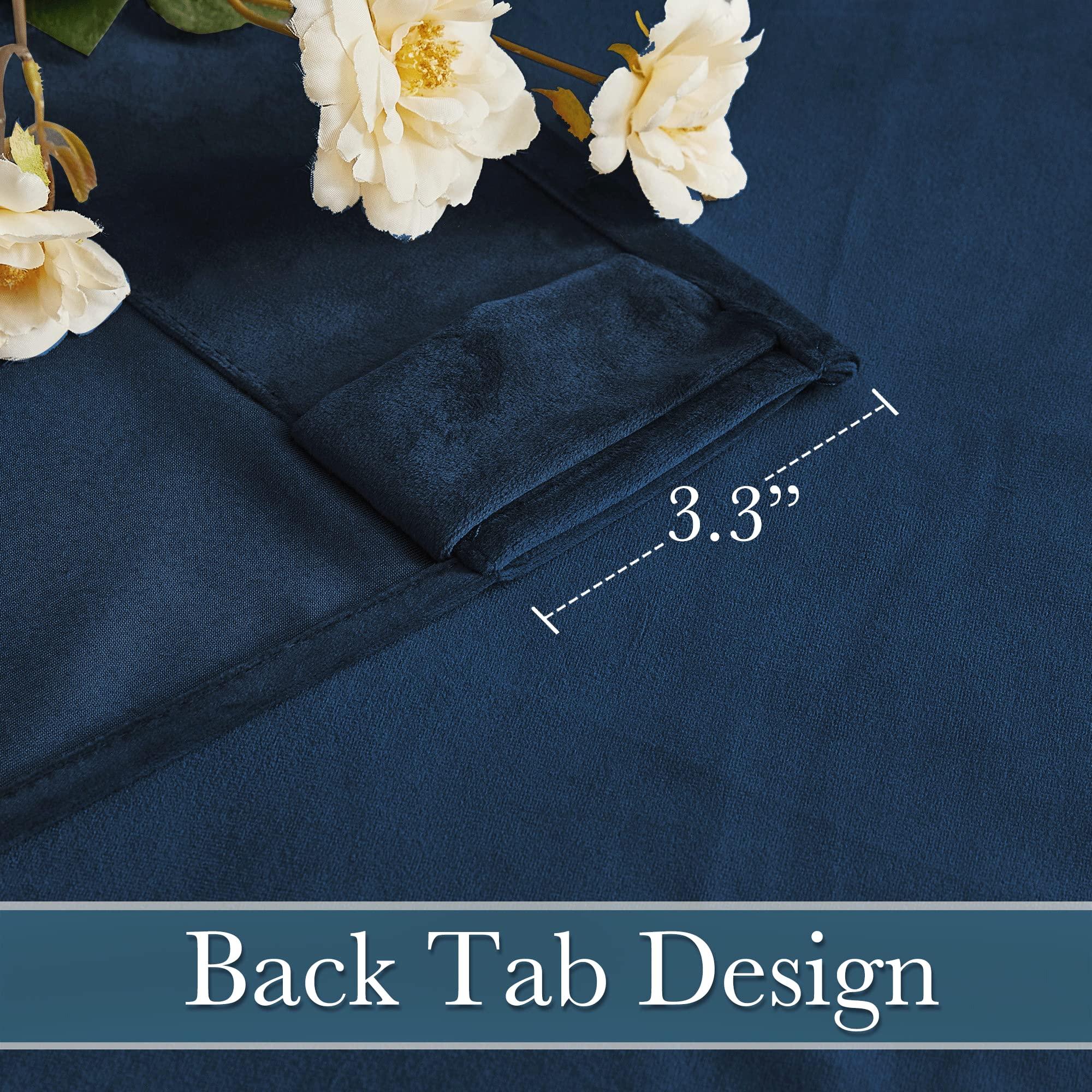 RYB HOME Blue Velvet Curtains 84 inches - Blackout Curtains for Living Room, Thermal Insulated Noise Reducing Panels Soft Luxury Window Decor for Kids Bedroom, Navy Blue, W52 x L84 inches, 2 Panels - Image 2