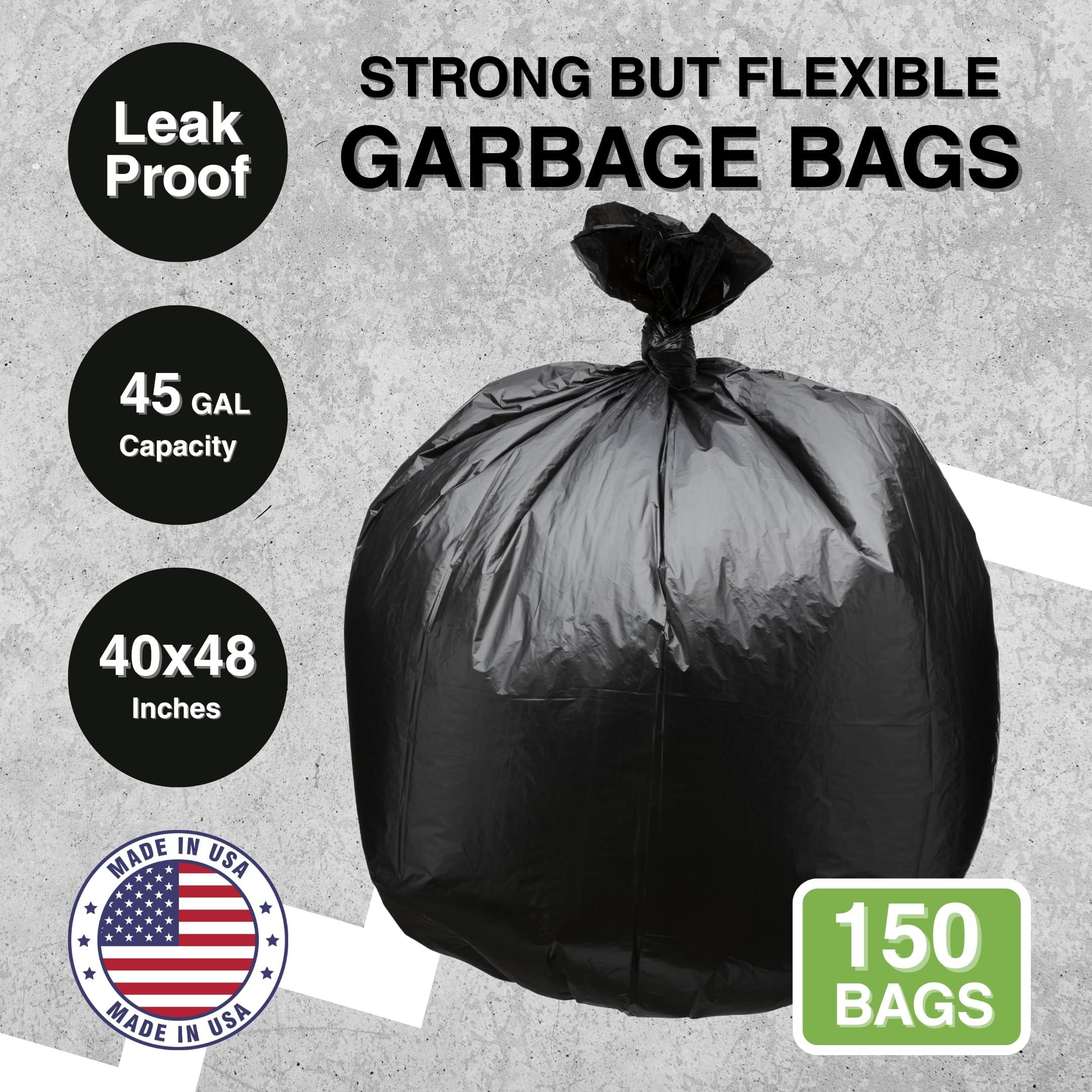 Top Knot Bags 45 Gallon Garbage Trash Bag 40X48" Black 150 Count Can Liner Bulk 40 Gallon 41 Gallon 42 Gallon 44 Gallon Made in USA - Image 3