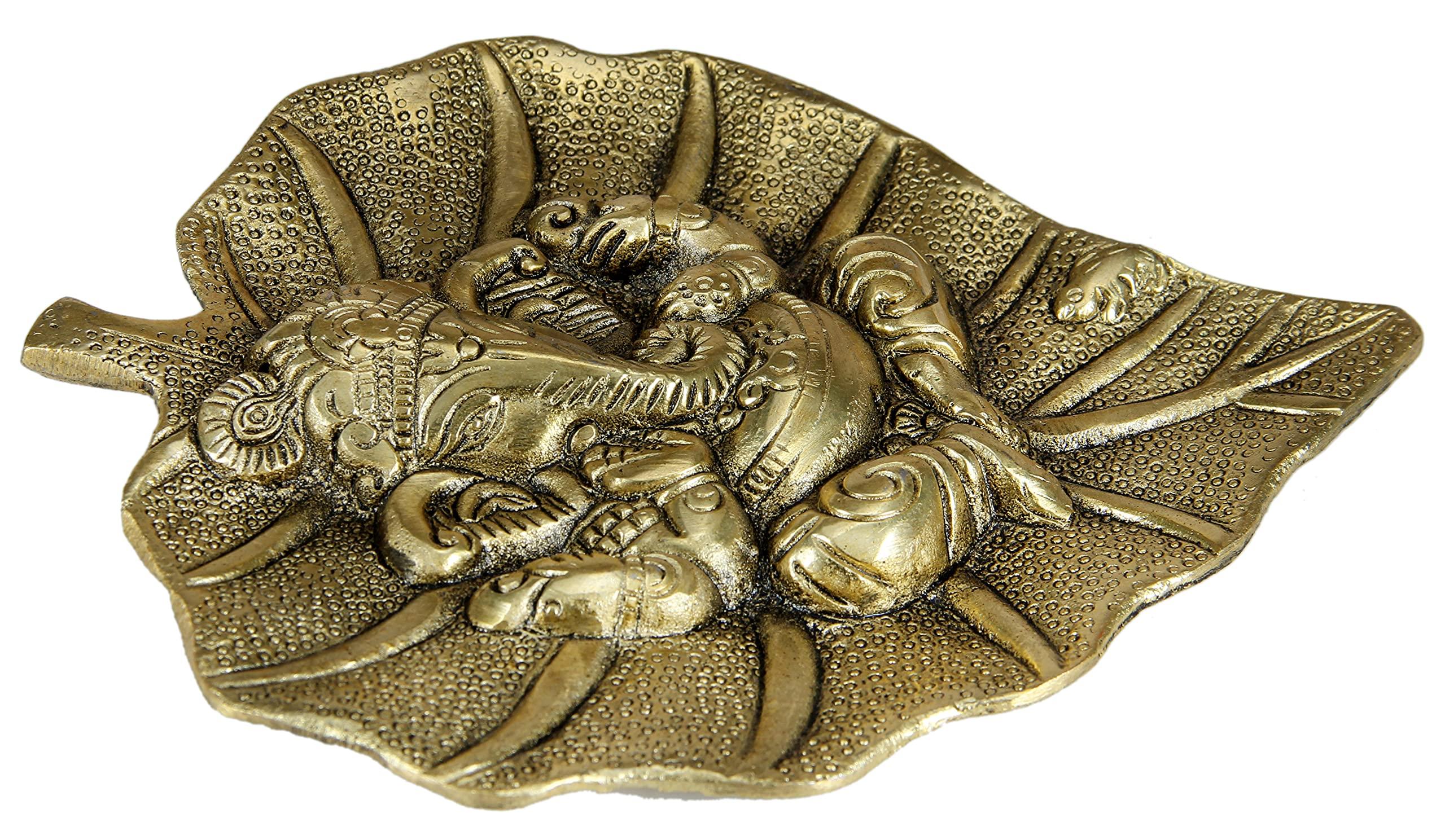 Charmy Crafts Metal Ganesha On Leaf, Wall Hanging Article for Wall Decor, Wedding Gifts, Best for Housewarming, Room Decor (Golden) - Image 6