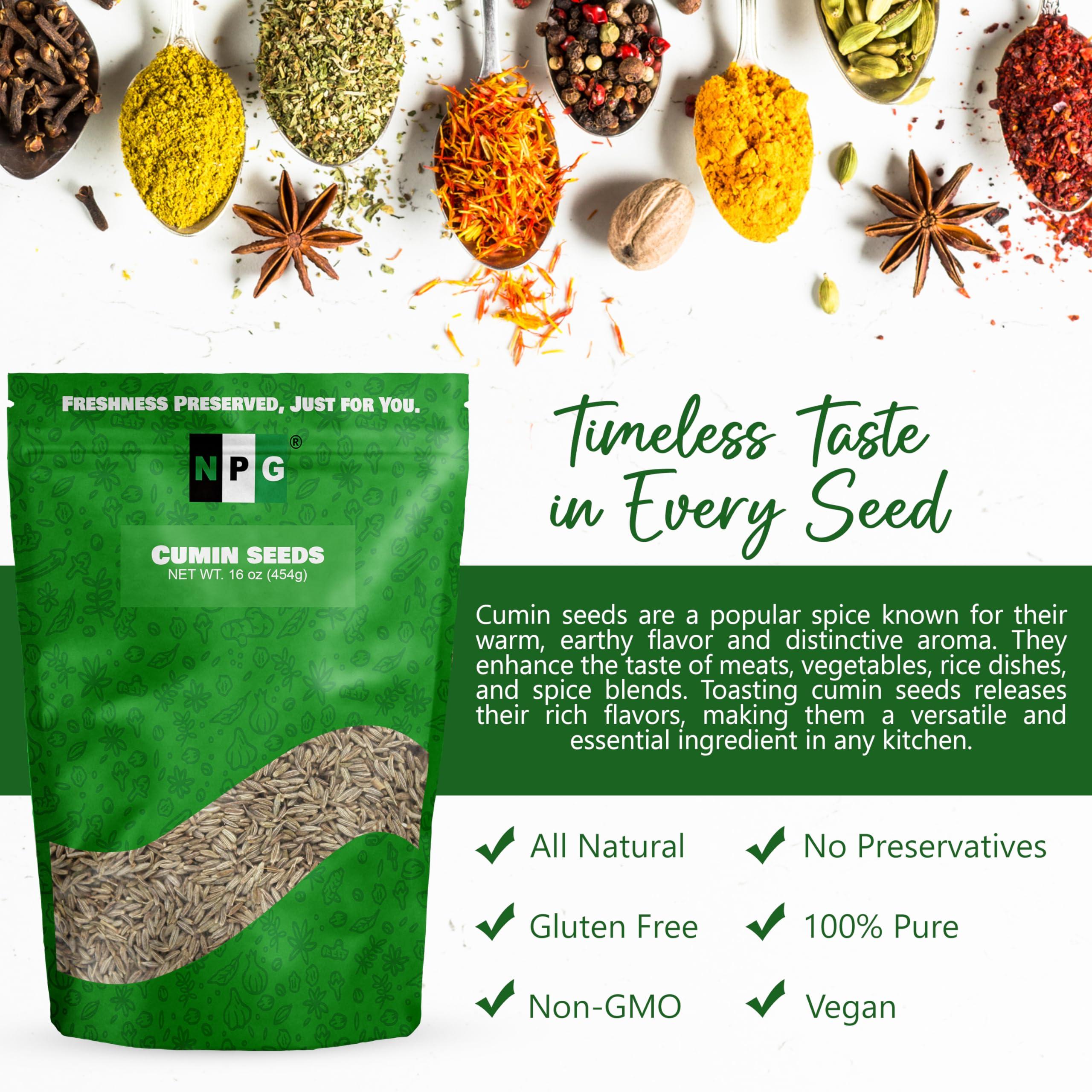 NPG Whole Cumin Seeds 16 Ounces, Raw All Natural Gluten Free Non-GMO, Whole Cumin Seed Bulk for Mediterranean and Southwest Asia Dishes - Image 6