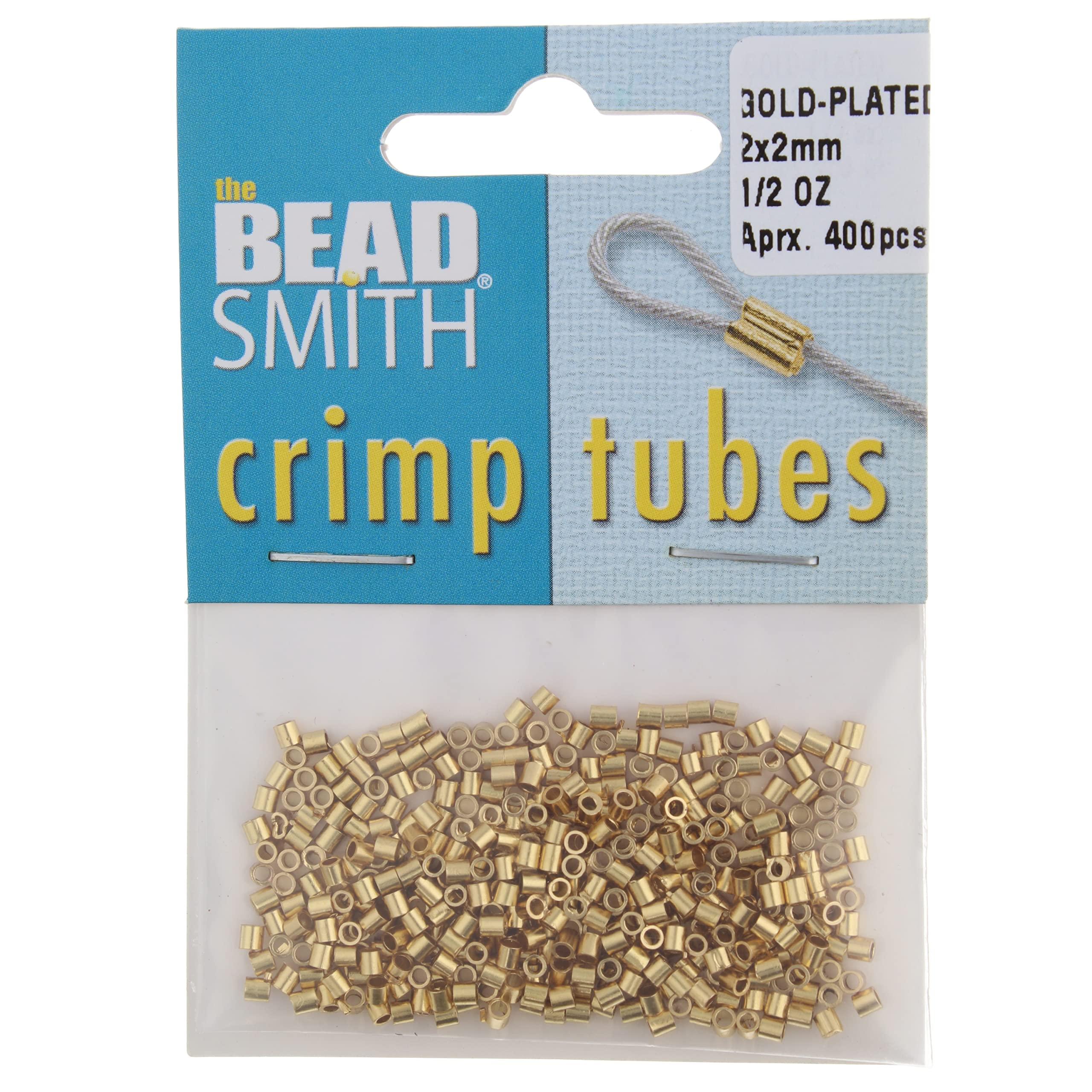 The Beadsmith Tube Crimp Beads, 2 x 2mm, 400 Pieces, Gold Color, Uniform Cylindrical Shape, No Sharp Edges, Designed to Secure The Ends of Jewelry Stringing Wires and Cables - Image 2