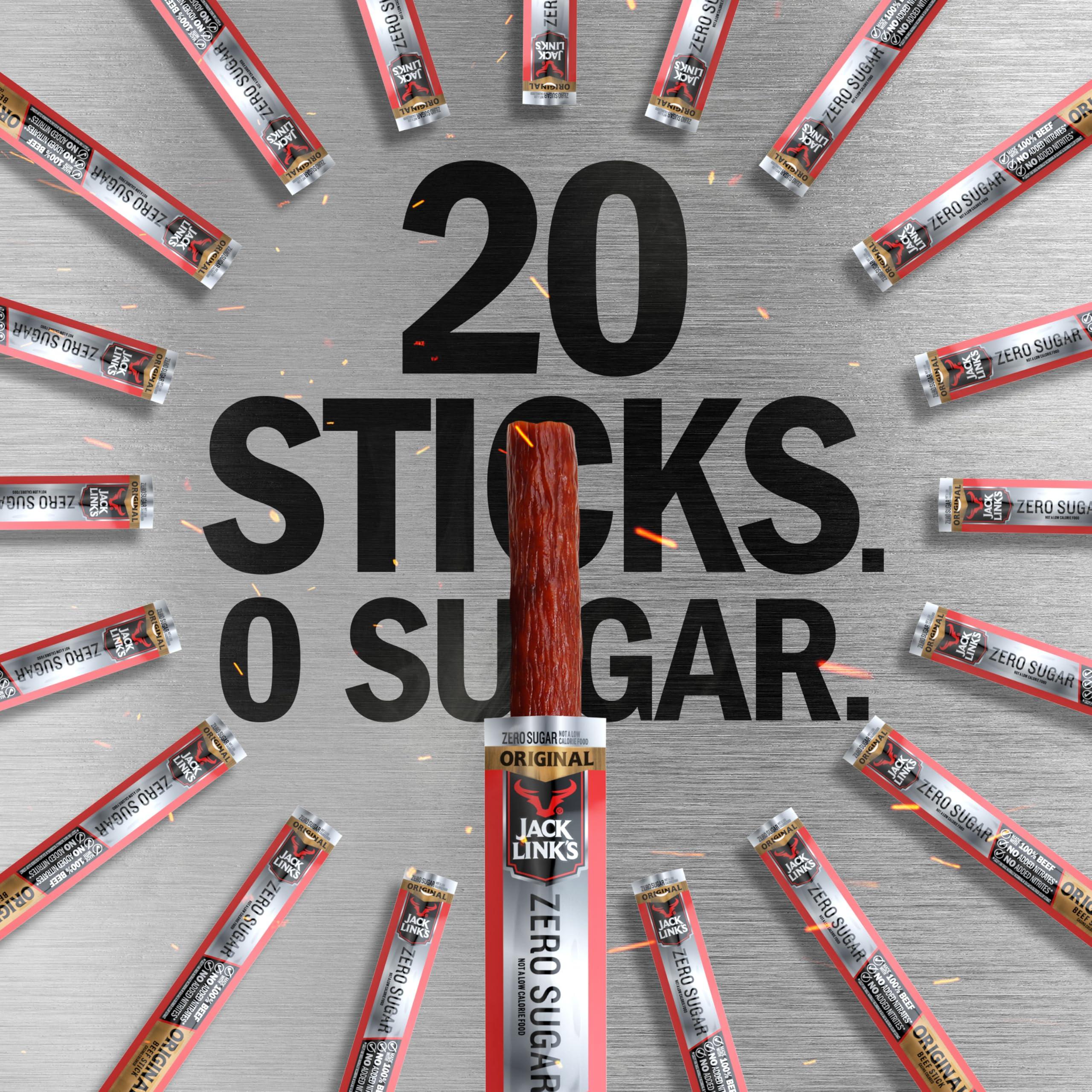 Jack Link's Beef Sticks, Original Zero Sugar - Protein Snack, Meat Stick with 5g of Protein, Meat Snack Sticks Made with 100% Beef, Keto & Paleo Diet Friendly, Individually Wrapped - 0.92 Oz. (20 Count) - Image 6
