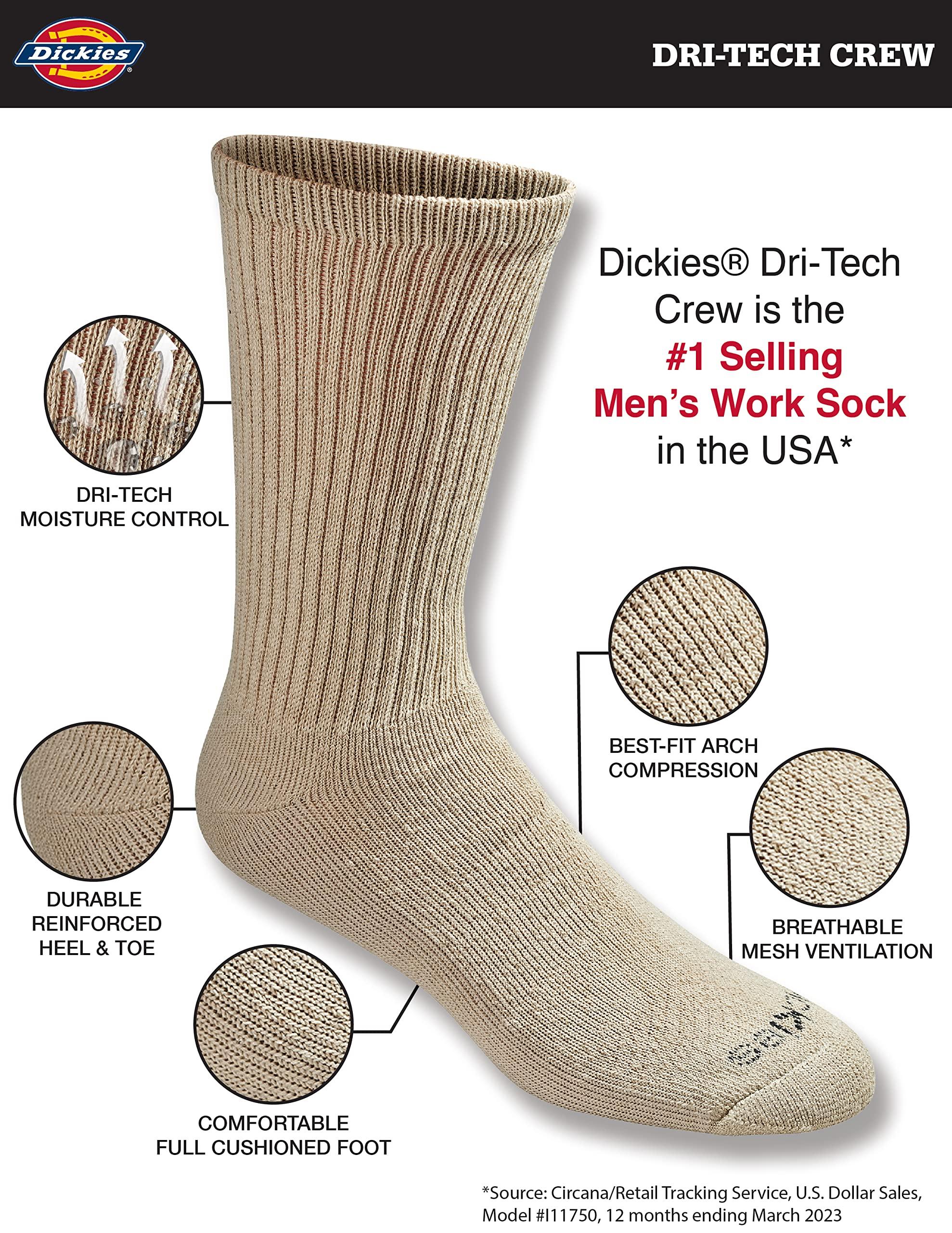 Dickies Men's Dri-Tech Essential Moisture Control Crew Socks, Available in M-XXL (6, 12 Pairs) - Image 2