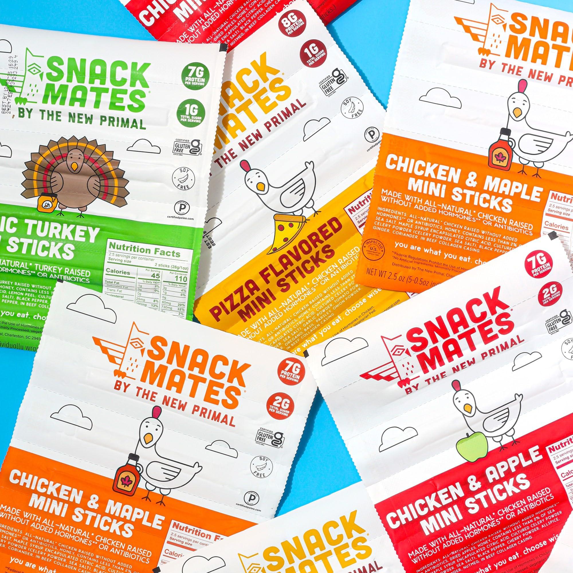 The New Primal Snack Mates Chicken & Maple Sticks, Gluten Free Healthy Snacks for Kids, Low Sugar High Protein Back to School Snacks, Mini Paleo Jerky Meat Stick, 7g Protein, 50 Calories, 40 Pack - Image 8