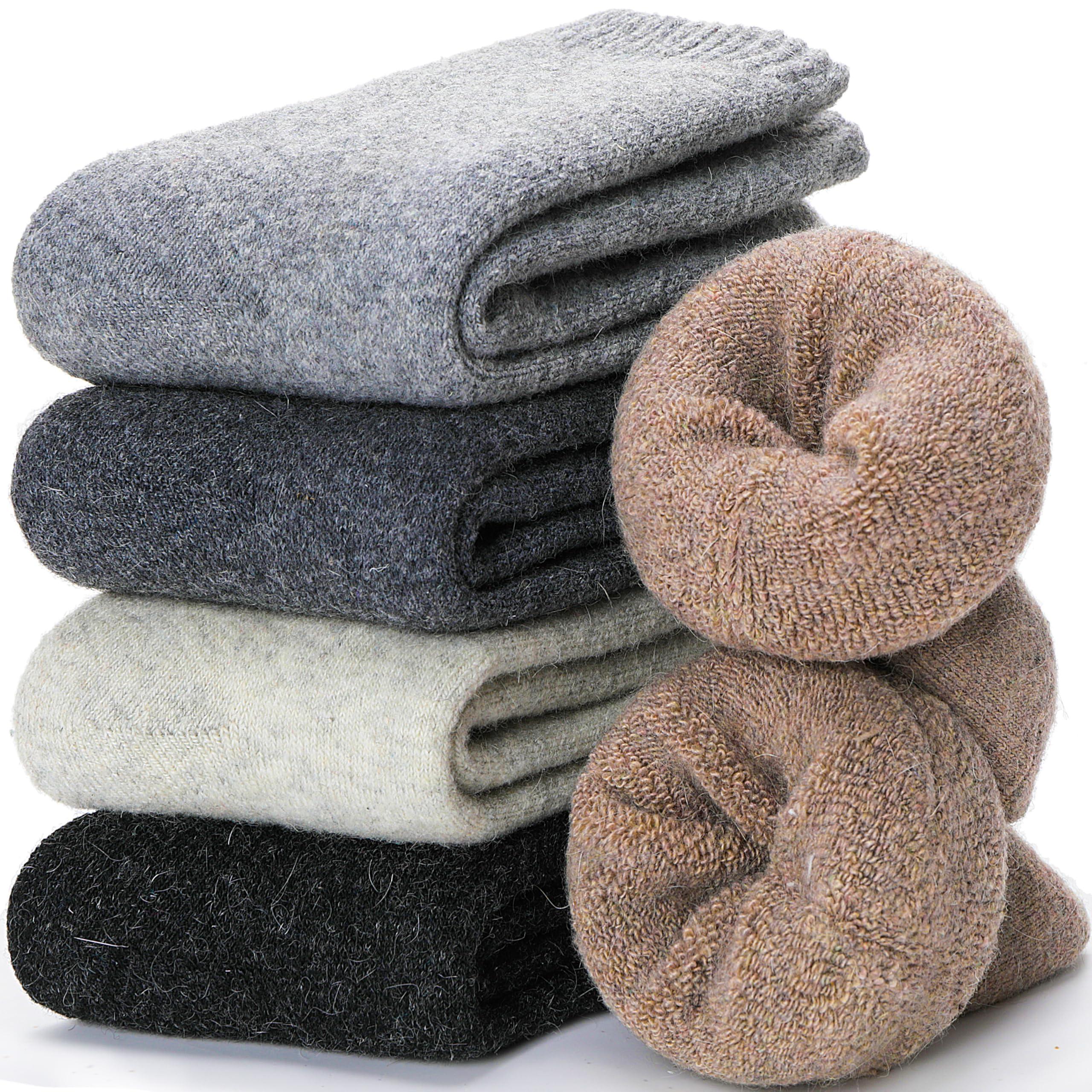 EBMORE Merino Wool Socks for Women Hiking Thermal Warm Winter Thick Boot Cozy Crew Comfy Work Socks for Ladies 5 Pairs - Image 1