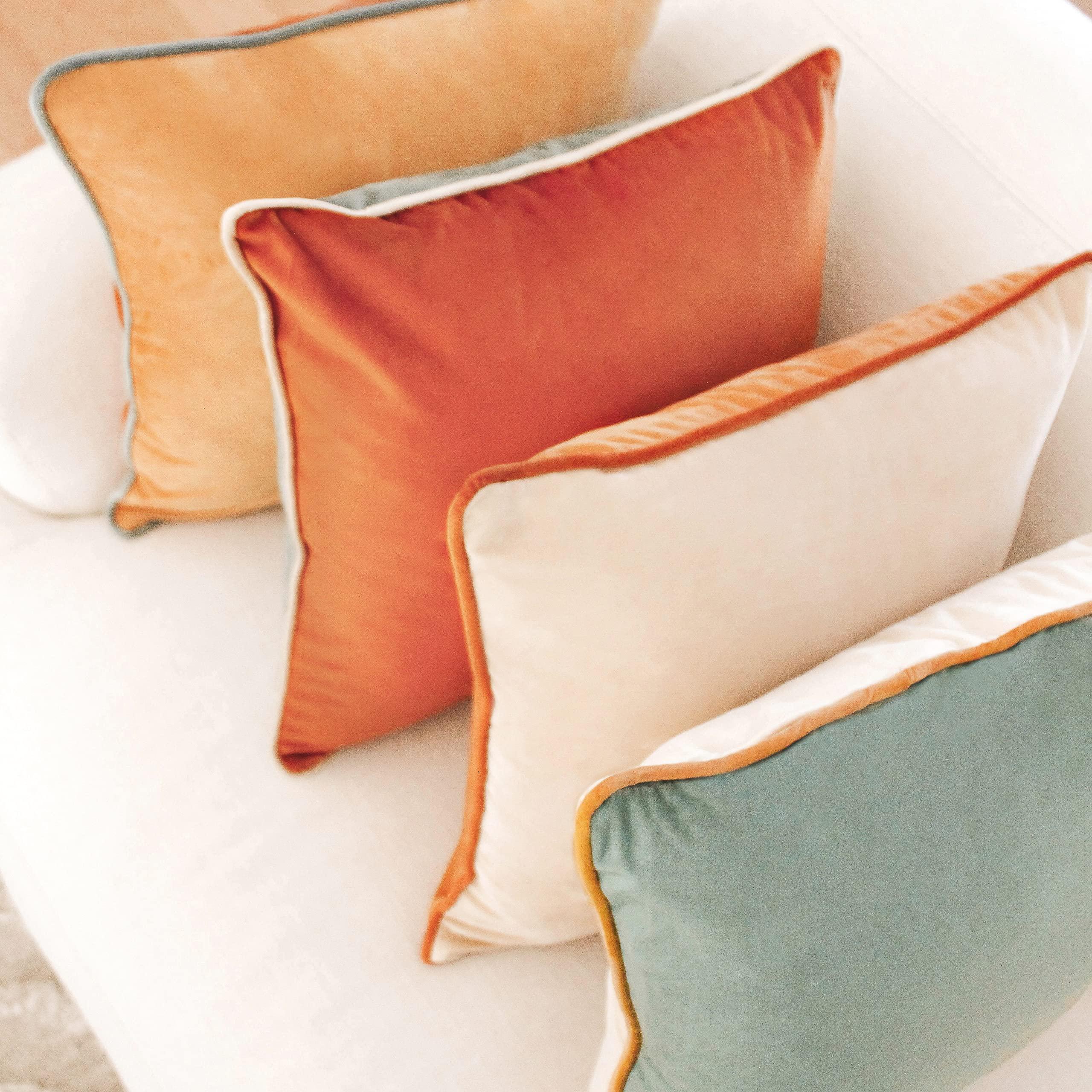 MONDAY MOOSE Decorative Throw Pillow Covers Cushion Cases, Set of 4 Soft Velvet Modern Double-Sided Designs, Mix and Match for Home Decor, Pillow Inserts Not Included (18x18 inch, Orange/Teal) - Image 5