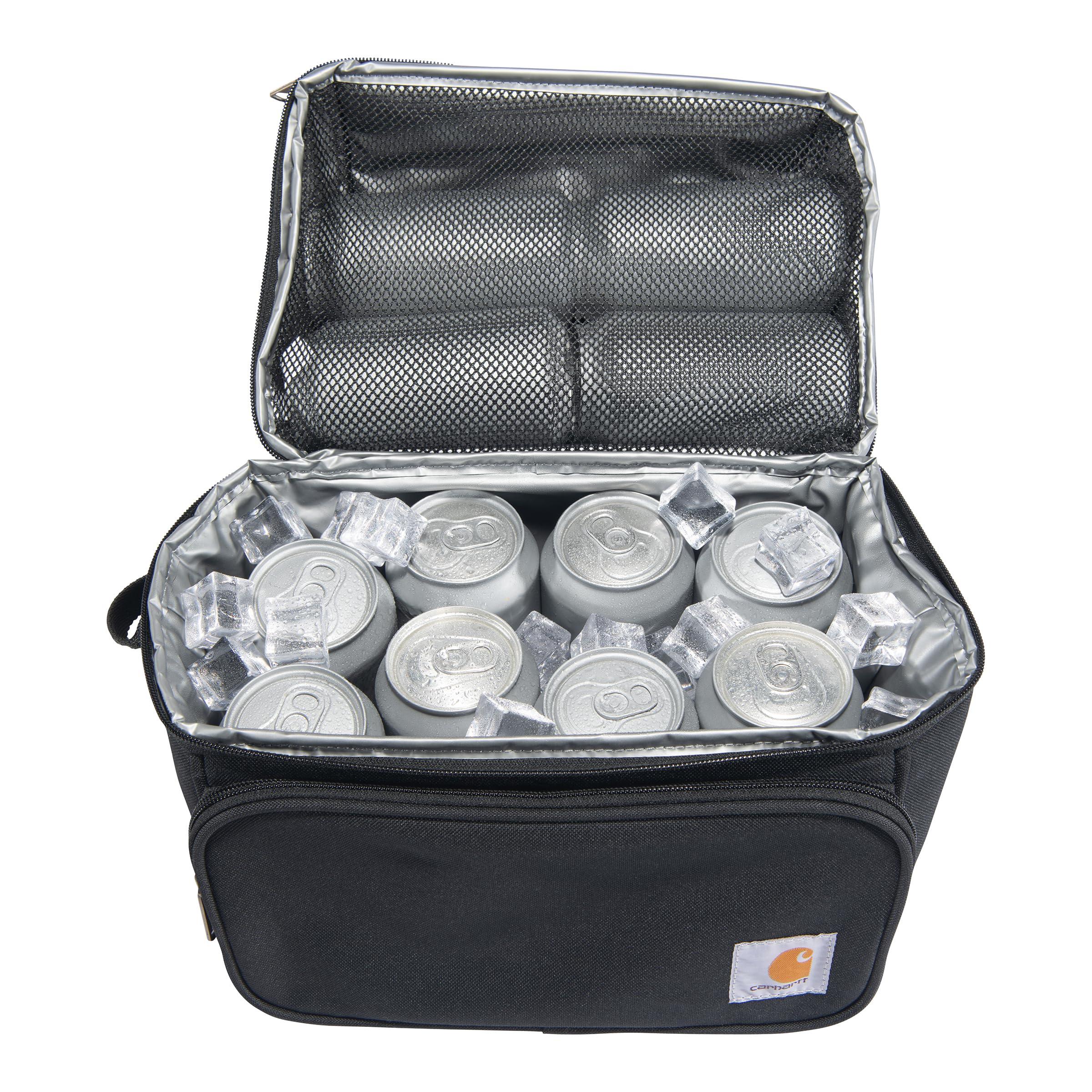 Carhartt Insulated 12 Can Two Compartment Lunch Cooler Bag - Rain Defender DWR Coating - Synthetic Lining Black 1 One Size One Size - Image 5