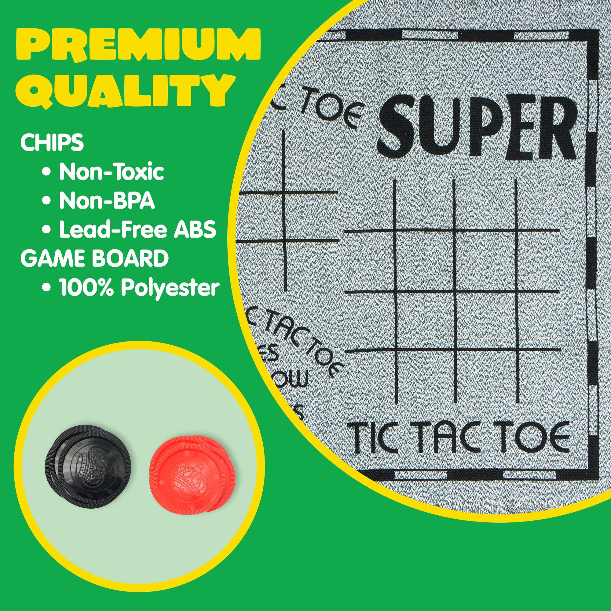 3-in-1 Vintage Giant Checkers, Tic, Tac, Toe, with Reversible Mat, 24 Chips, Family Board Game, Lawn Game, BBQ Party Favor, Indoor and Outdoor Activity for Kids and Adults - Image 6