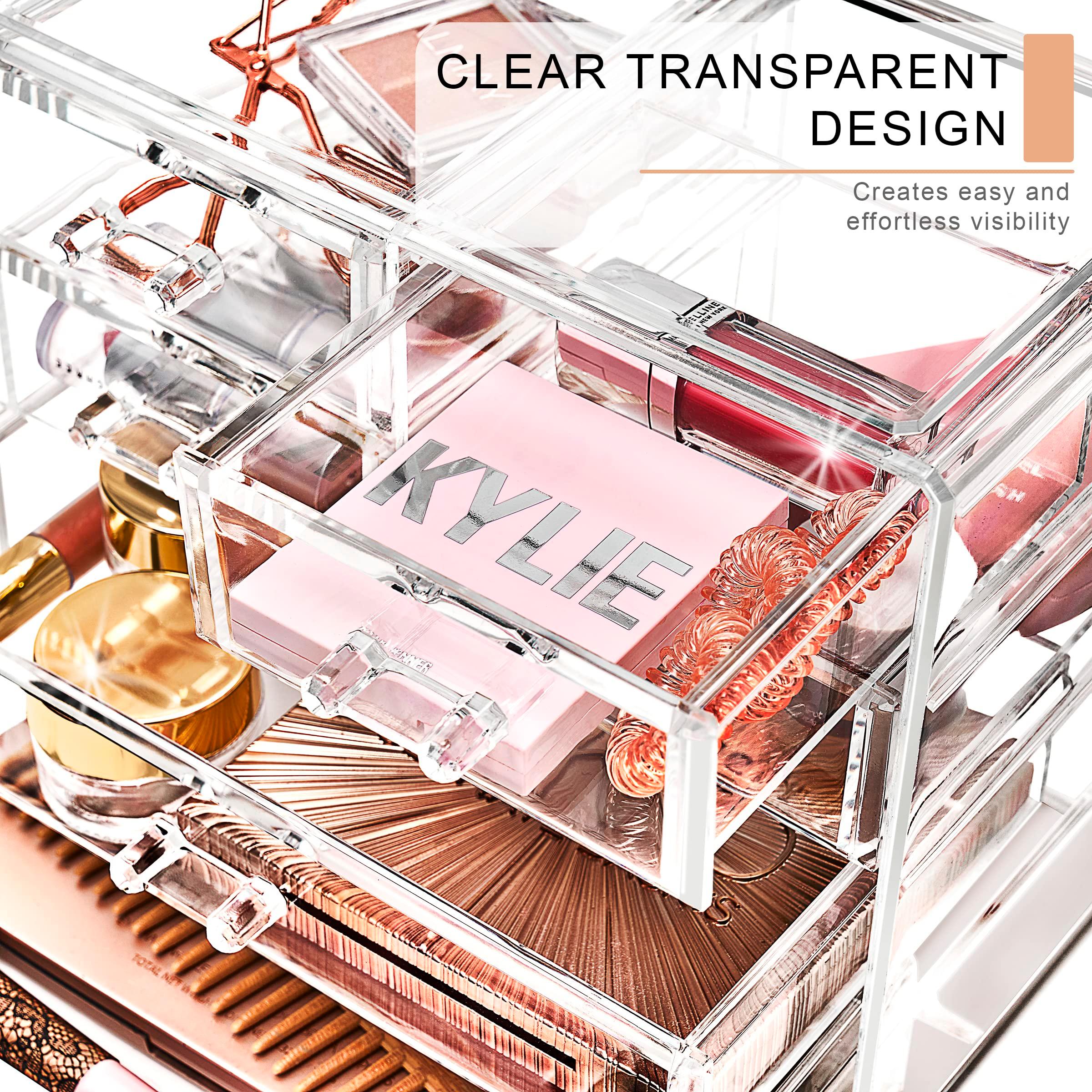 Sorbus Clear Makeup Organizer Display - Stylish Organization and Storage Case for Cosmetics, Jewelry & Hair Accessories - Space Saving Makeup Organizer for Vanity & Bathroom (2 Large, 4 Small Drawers) - Image 6