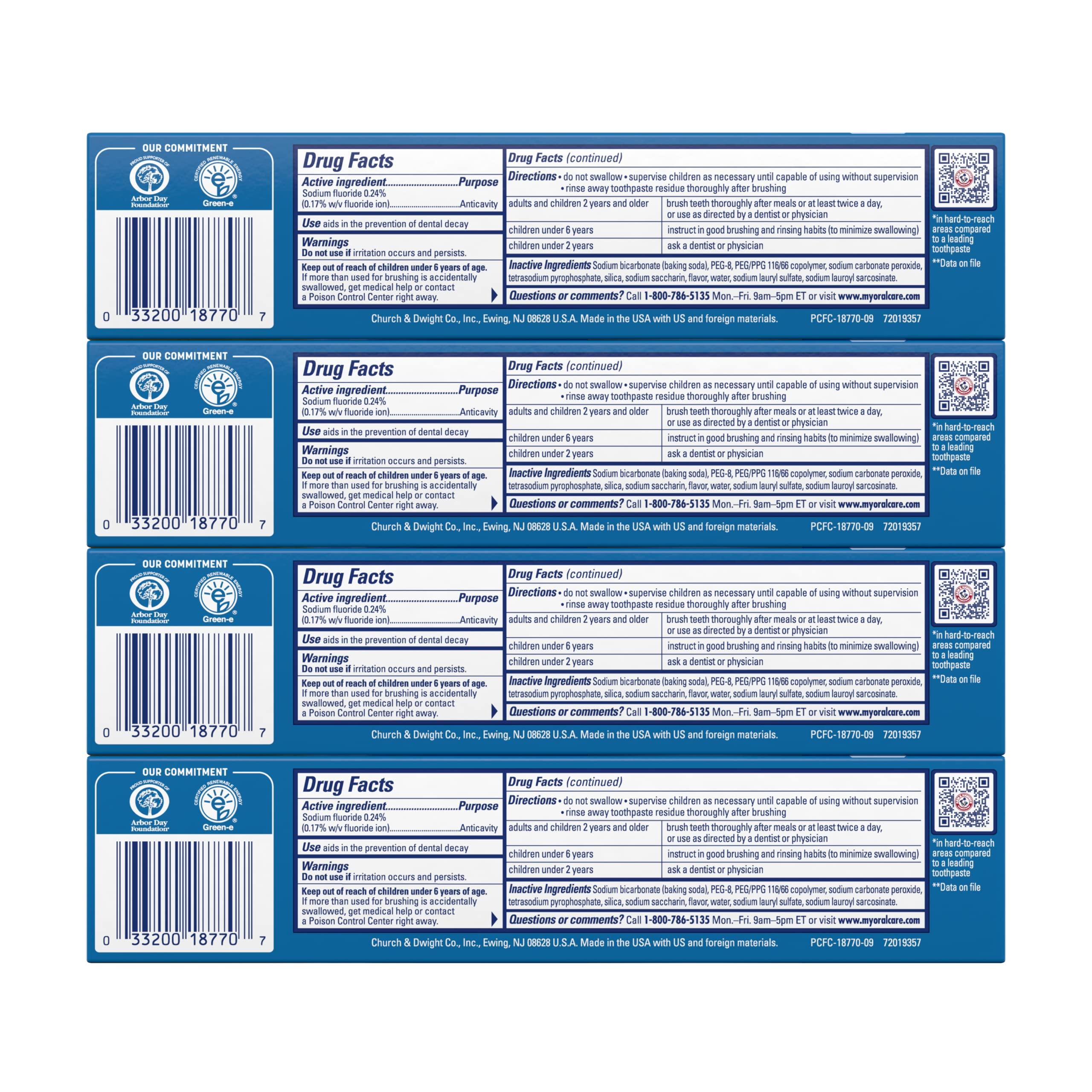 ARM & HAMMER Peroxicare Toothpaste for Gum Health, Baking Soda Toothpaste, Clean Mint, 6.0 oz (Pack of 4 - Image 2
