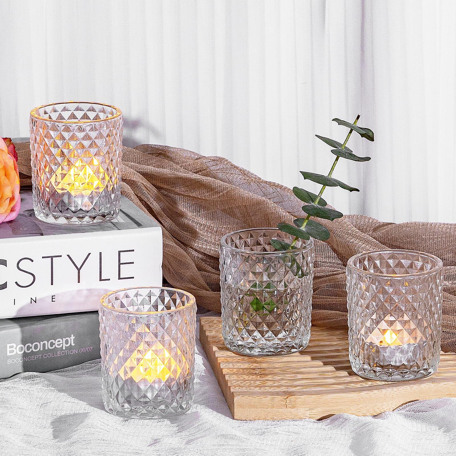 CONNOO 26 Pcs Votive Candle Holders, Clear Glass Holders Bulk for Table Centerpiece, Tea Lights Candle Holders for Wedding Shower, Party, Holiday and Home Decor - Image 4