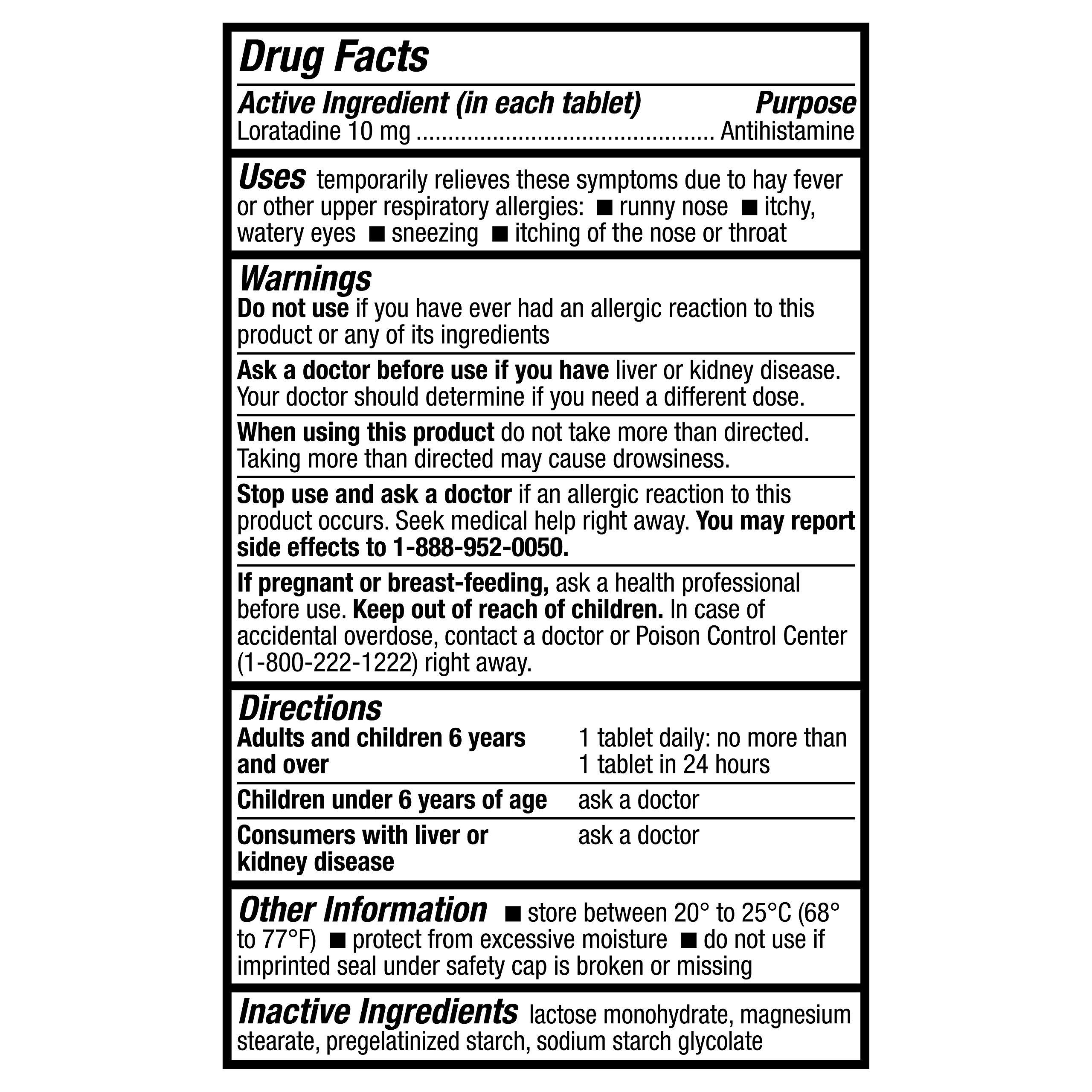 HealthA2Z® Allergy Relief | Loratadine 10mg | Antihistamine | Relief from Itchy Throat, Sneezing, Runny Noses | 24-Hours Allergy Medicine (300 Tablets) - Image 3
