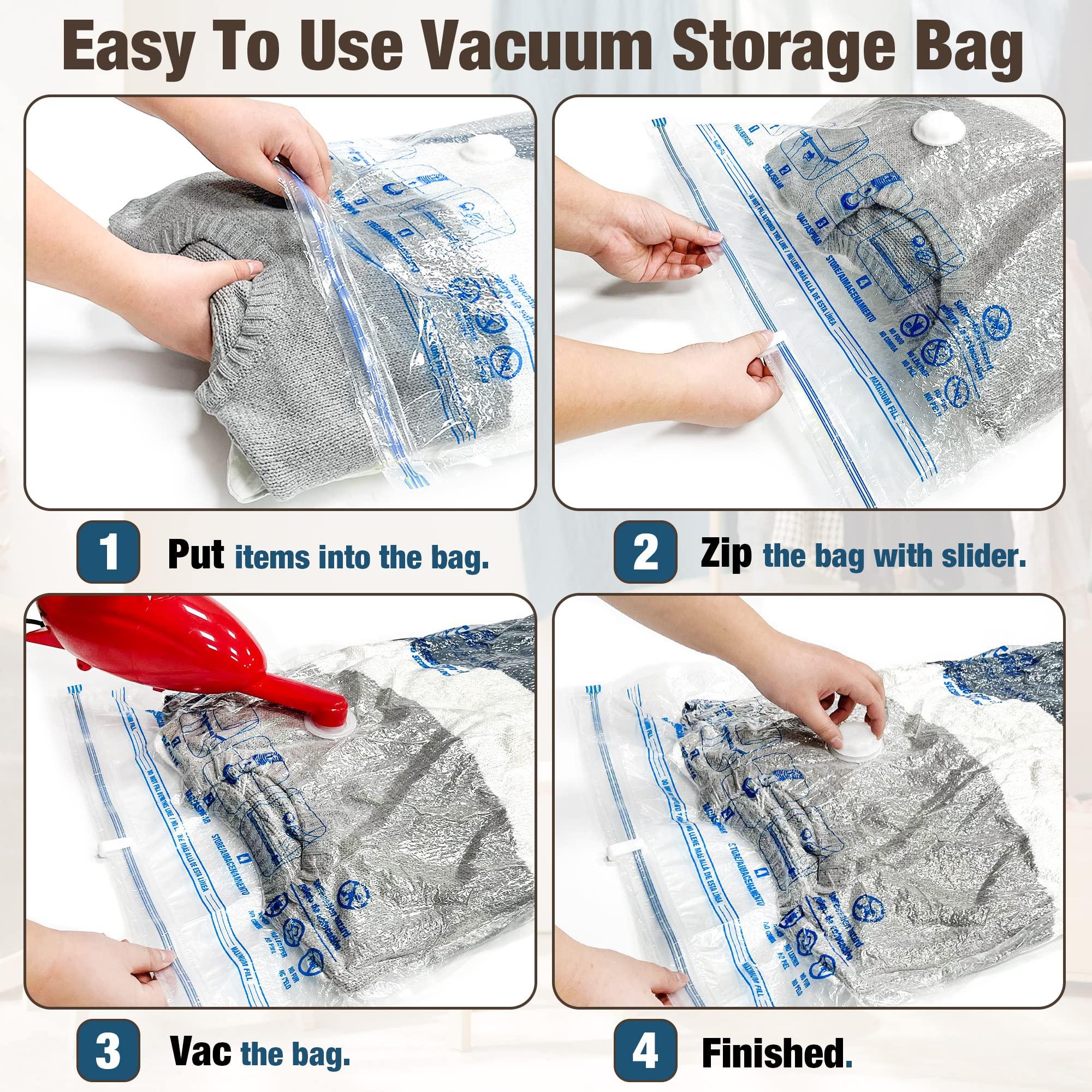 HIBAG Vacuum Storage Bags, 10 Jumbo Space Saver Vacuum Seal Bags, Space Bags, Vacuum Sealer Bags for Clothes, Comforters, Blankets, Bedding (10J) - Image 3