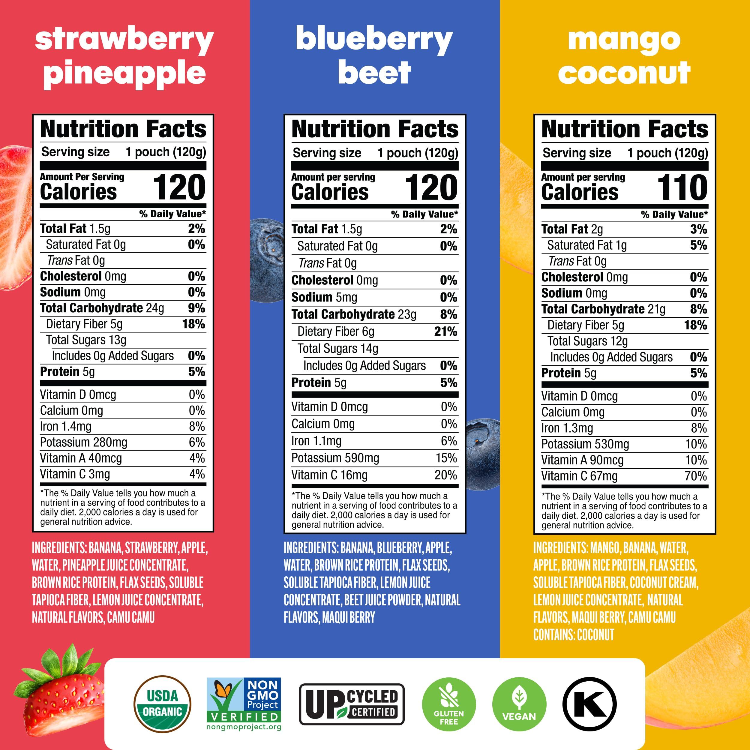Noka Superfood Fruit Smoothie Pouches Variety Pack, Healthy Snacks with Flax Seed, Plant Protein and Prebiotic Fiber, Vegan and Gluten Free Snacks, Organic Squeeze Pouch, 4.22 oz, 6 Count - Image 2