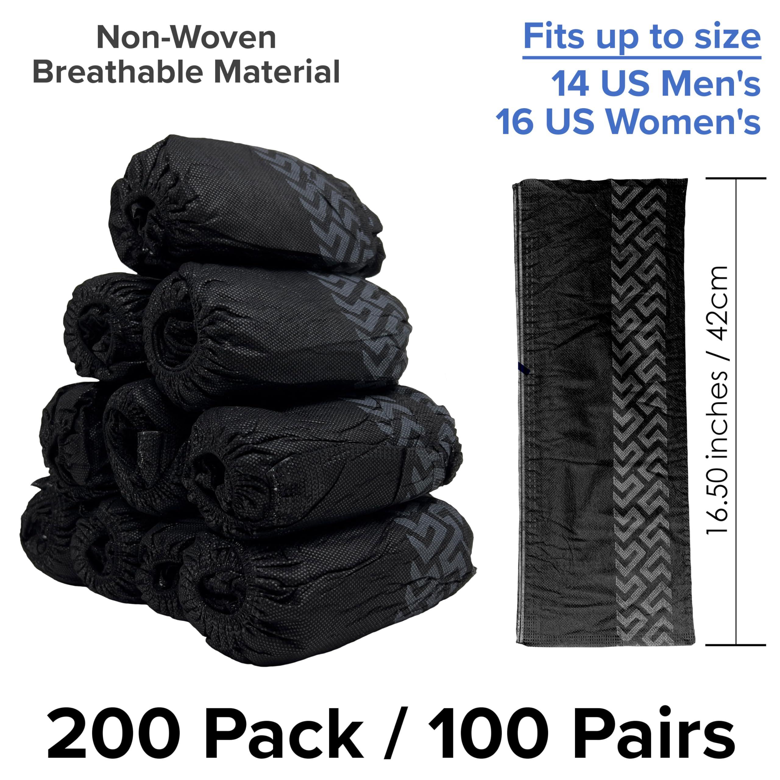 Innovative Haus 200 Pack (100 Pairs) Black Extra Large Disposable Boot and Shoe Covers Disposable - Indoors Reusable Booties for Shoes Covers - Non Slip Treads - Fits US Men's 14 and Women's 16 - Image 2