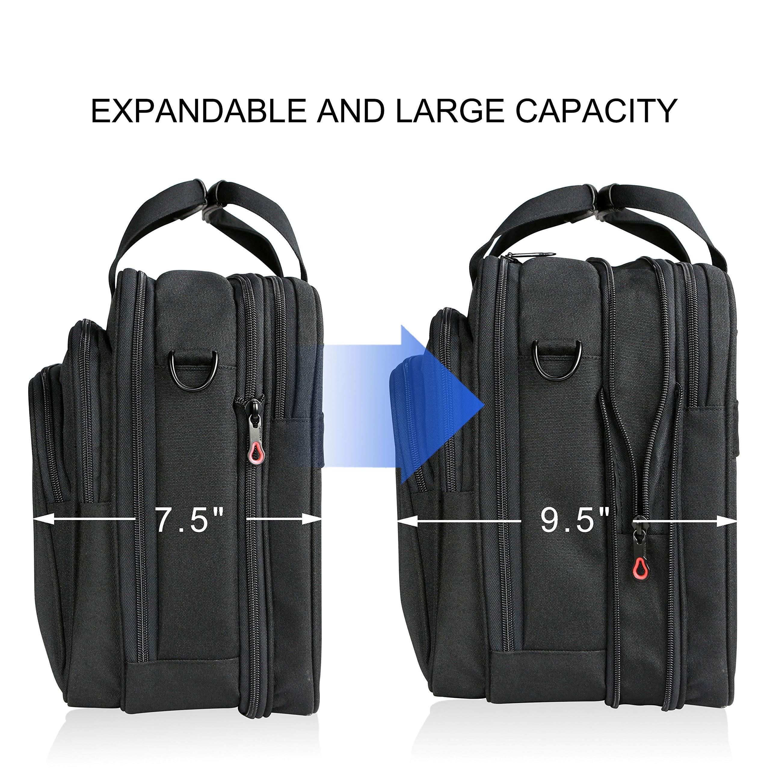 KROSER Laptop Bag Premium Laptop Briefcase Fits Up to 17.3 Inch Laptop Expandable Water-Repellent Shoulder Messenger Bag Computer Bag for Travel/Business/Men/Women-Black - Image 2