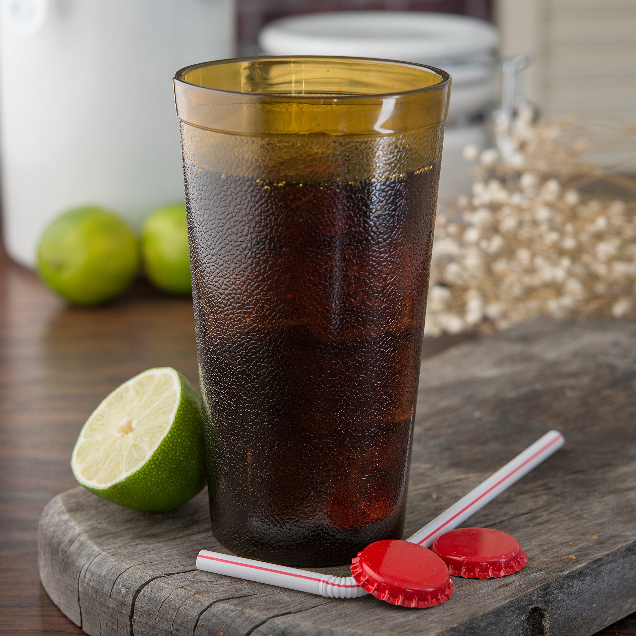 Carlisle FoodService Products Stackable Tumbler Plastic Tumbler with Pebbled Exterior for Restaurants, Catering, Kitchens, Plastic, 16 Ounces, Amber - Image 2