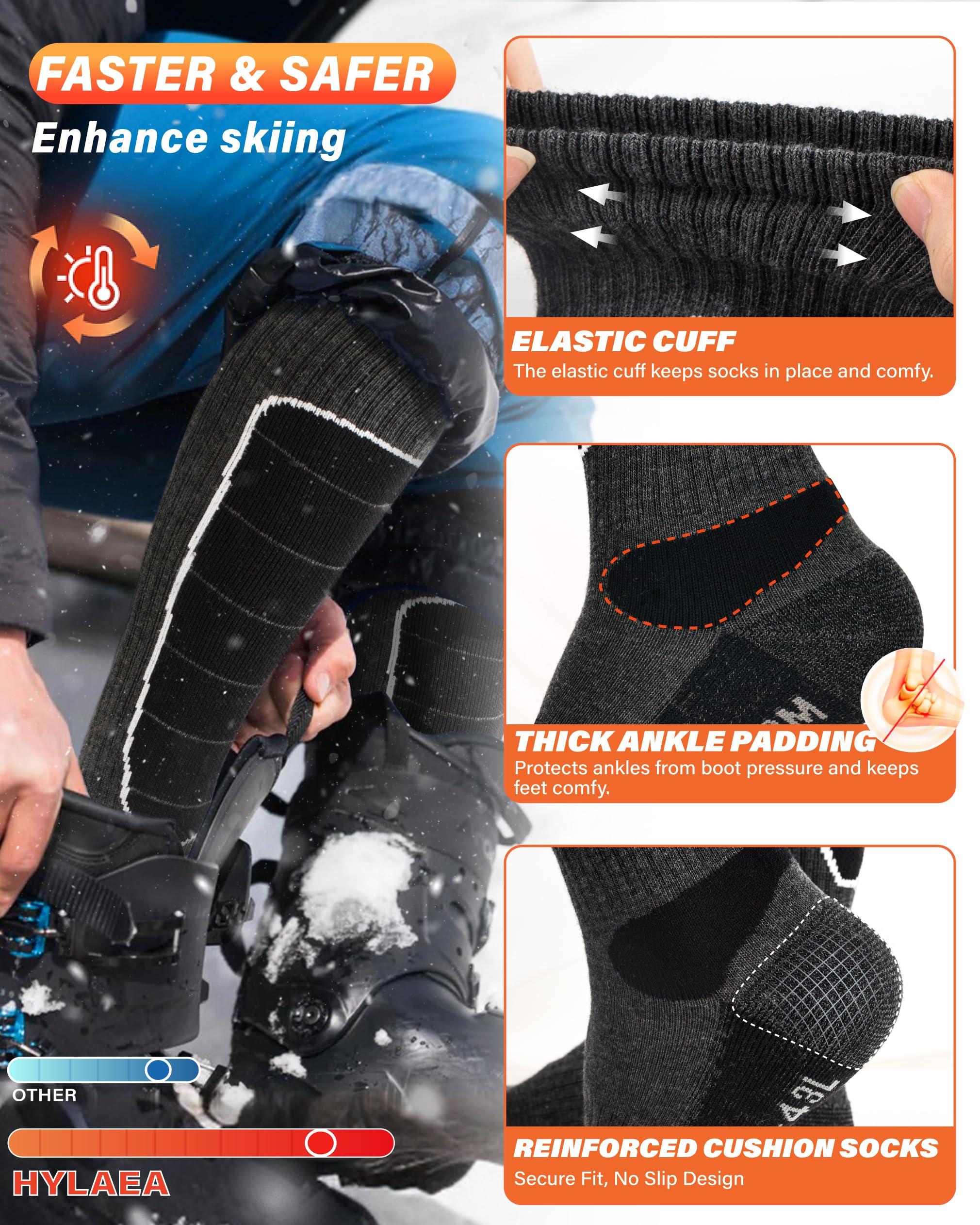 Hylaea Merino Wool Ski Socks, Cold Weather Socks for Snowboarding, Snow, Winter, Thermal Knee-high Warm Socks, Hunting - Image 5